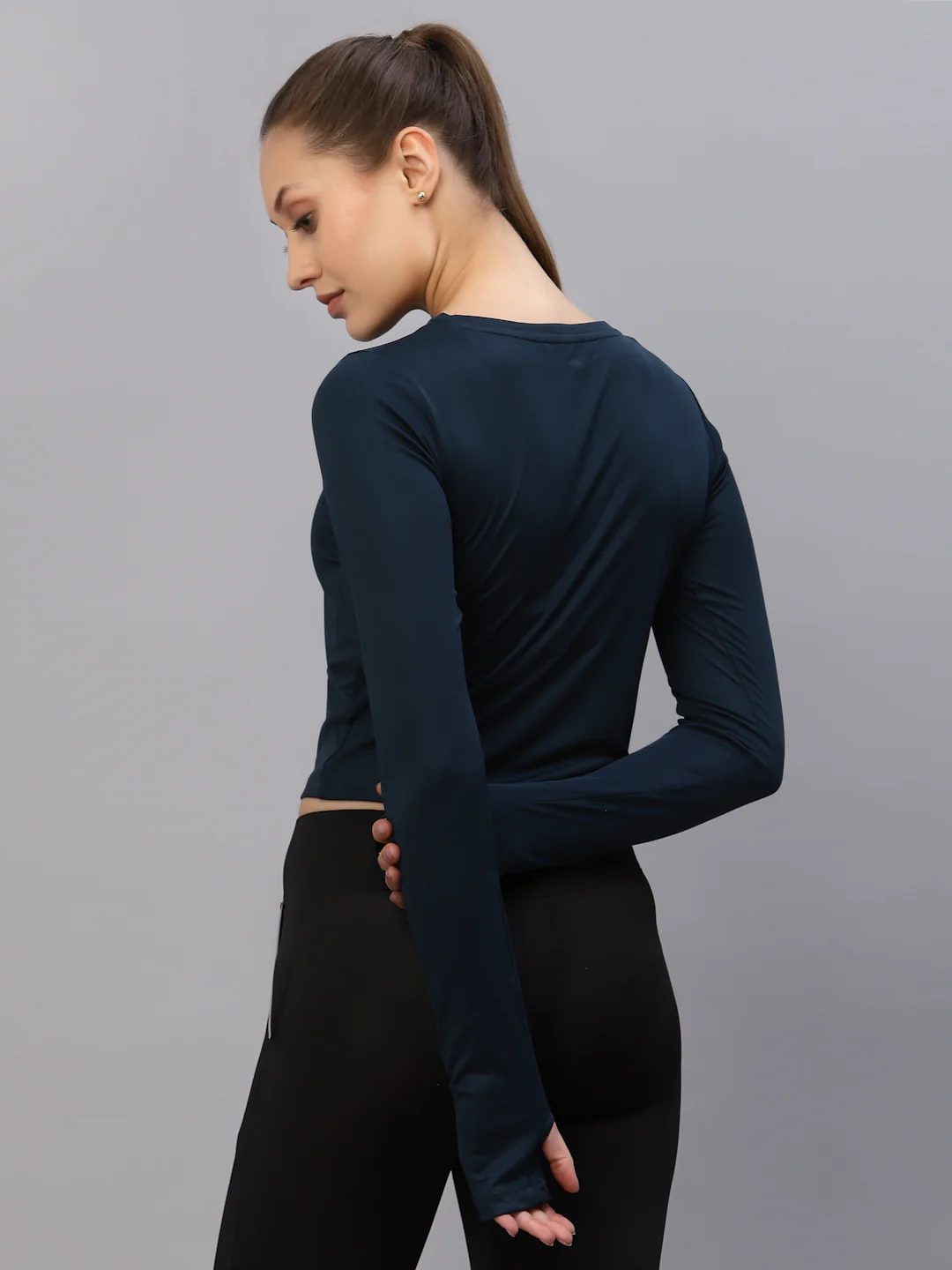 Women Blue Cut-Out Waist Activewear - Image 5