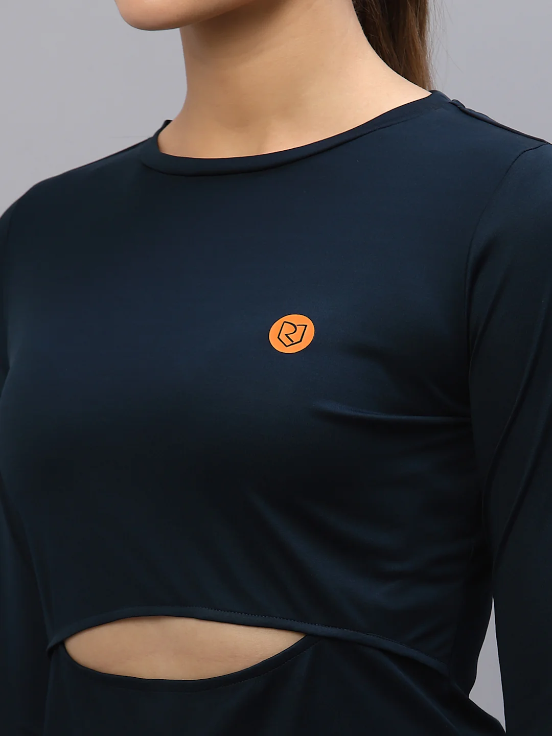 Women Blue Cut-Out Waist Activewear - Image 6