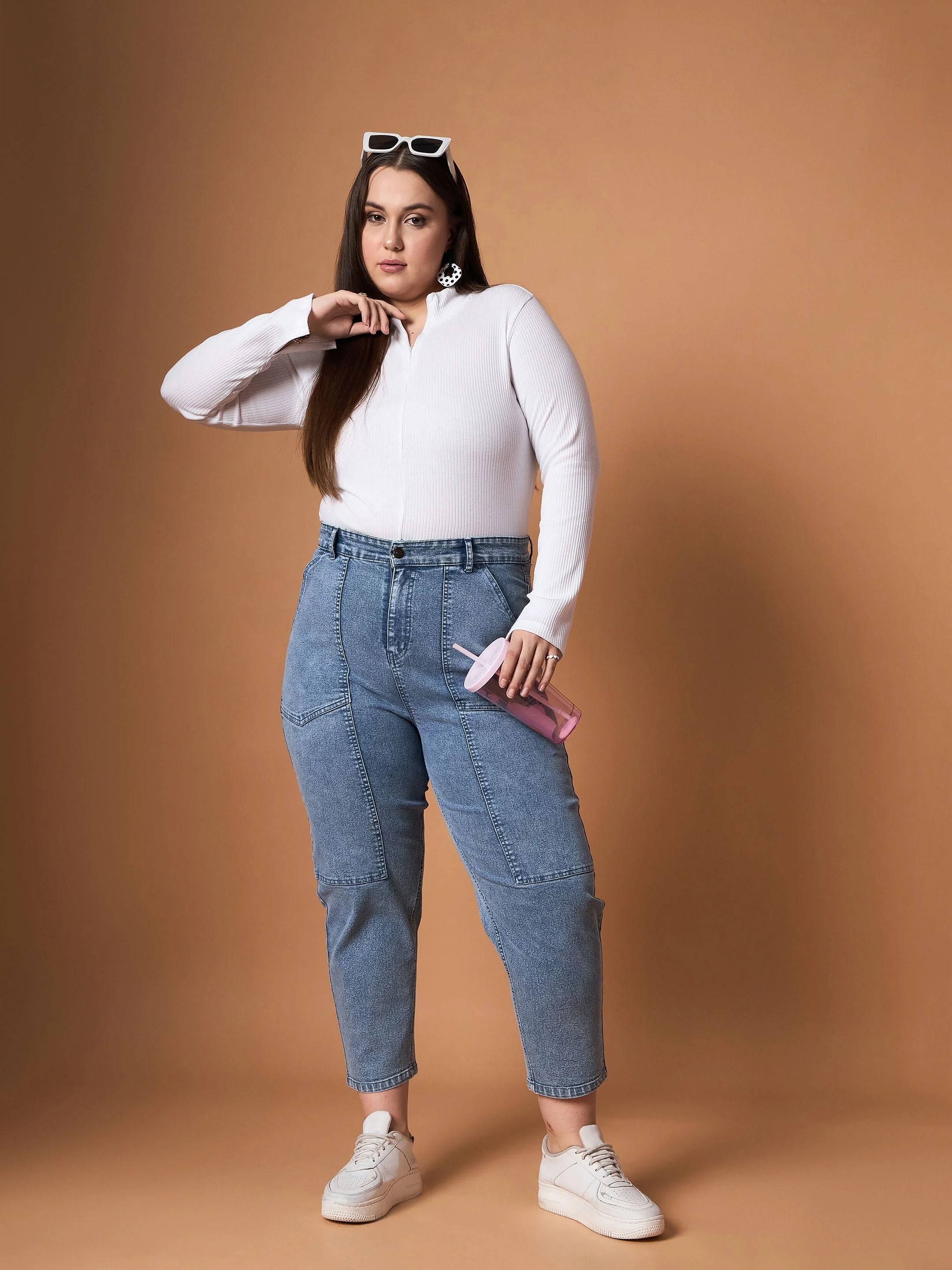 Women Blue Denim Balloon Fit Jeans - Image 2
