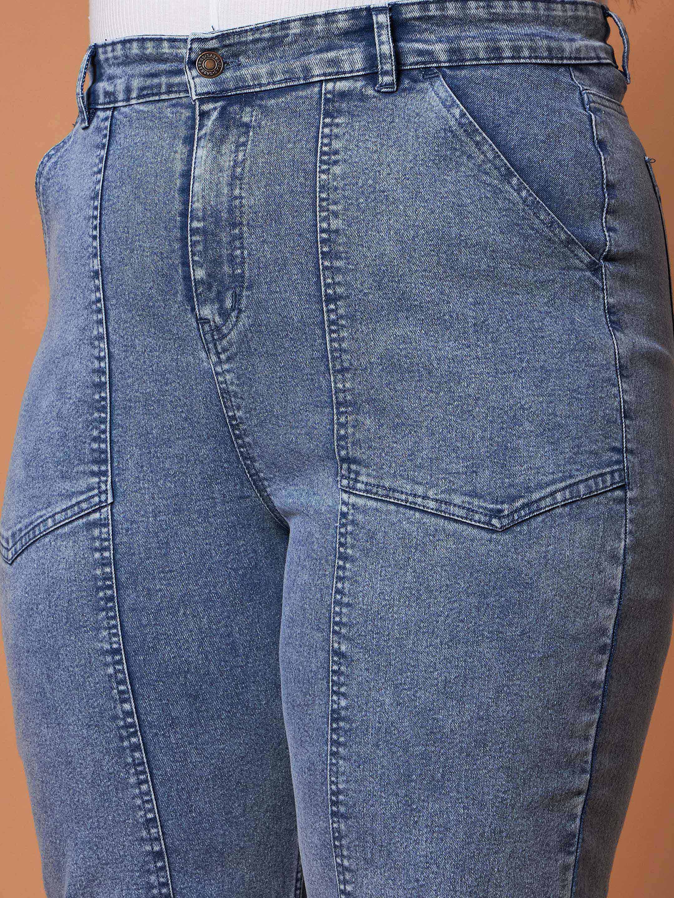 Women Blue Denim Balloon Fit Jeans - Image 4