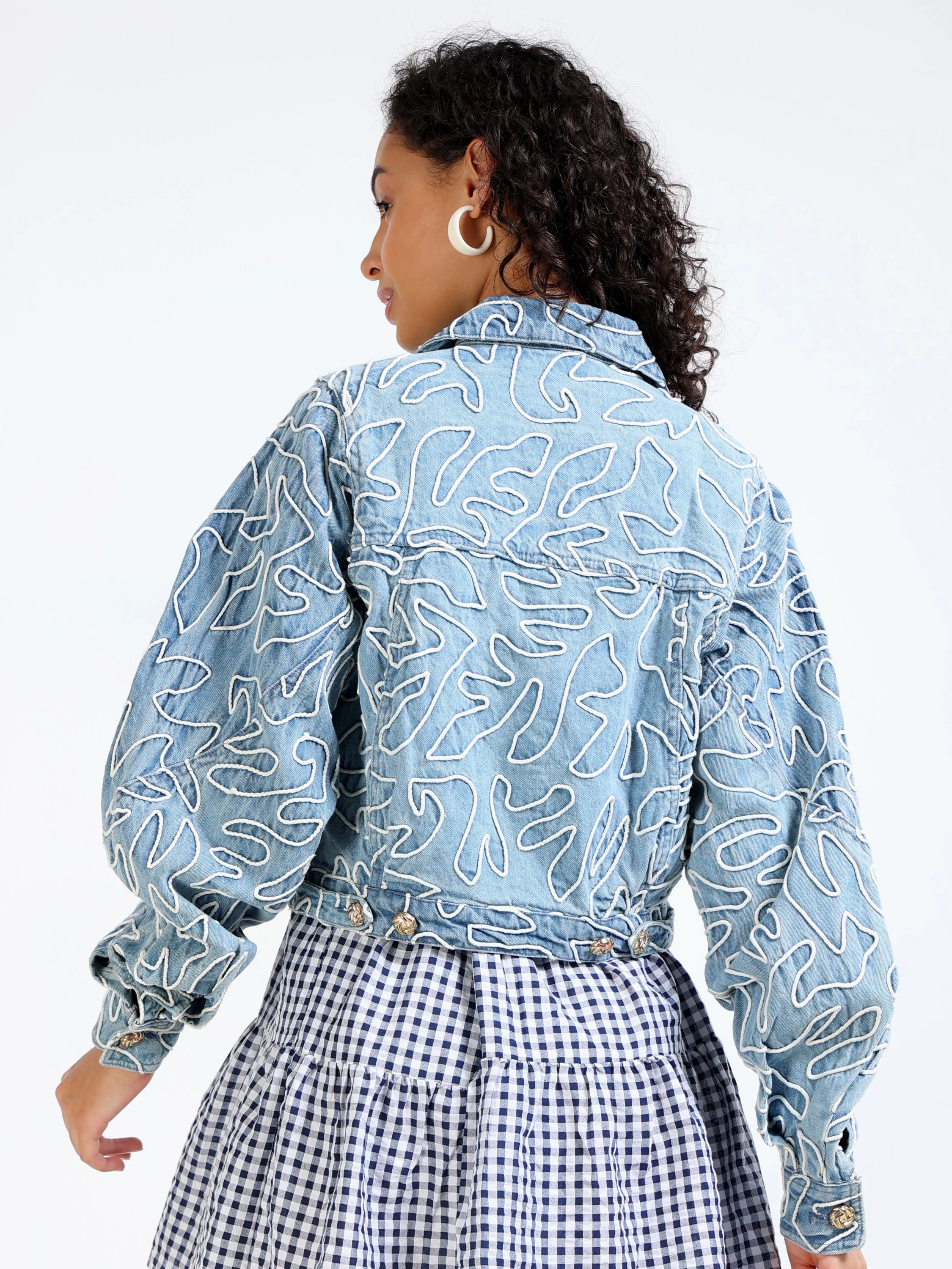 Women Embroidered Denim Jacket - Image 2