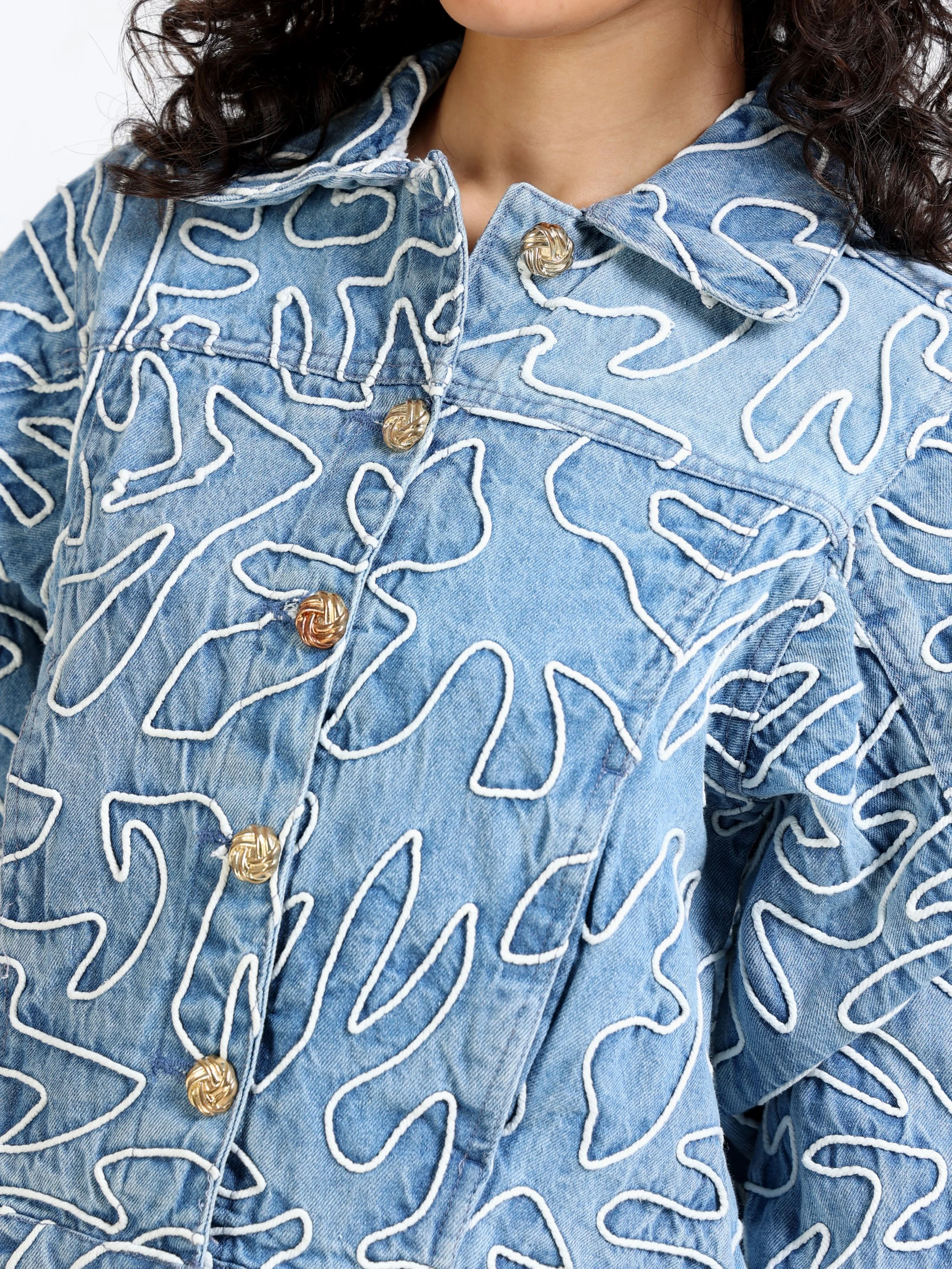 Women Embroidered Denim Jacket - Image 3