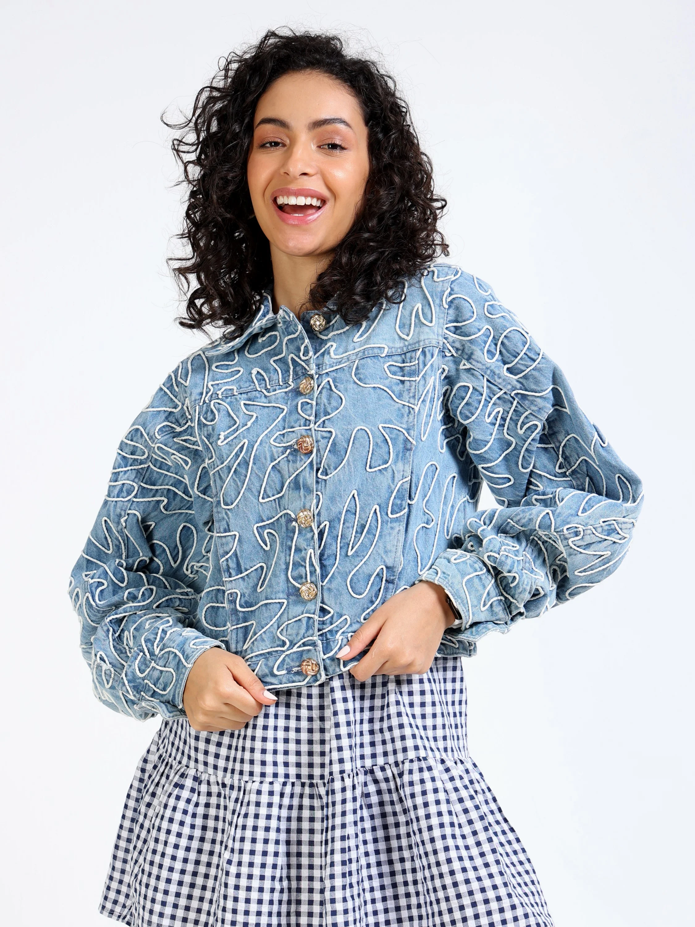 Women Embroidered Denim Jacket - Image 6