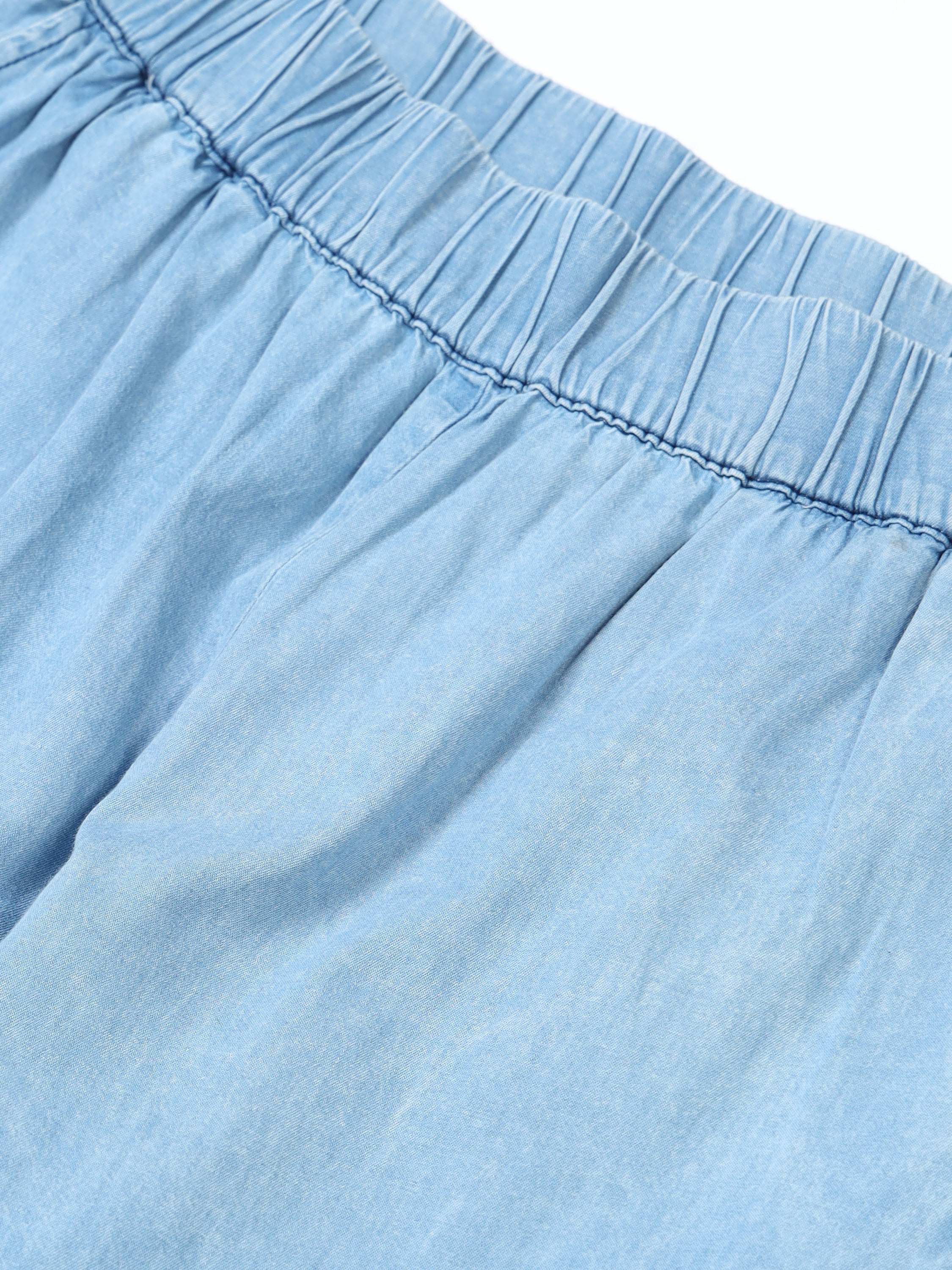 Women Blue Denim Relaxed Plazzo - Image 5