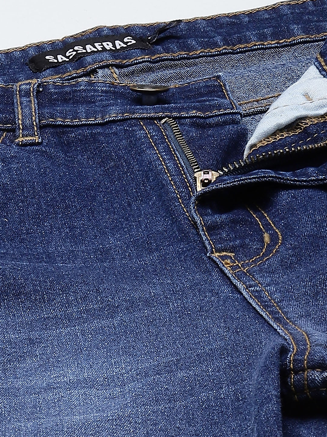 Women Blue Distressed Slit Jeans - Image 5