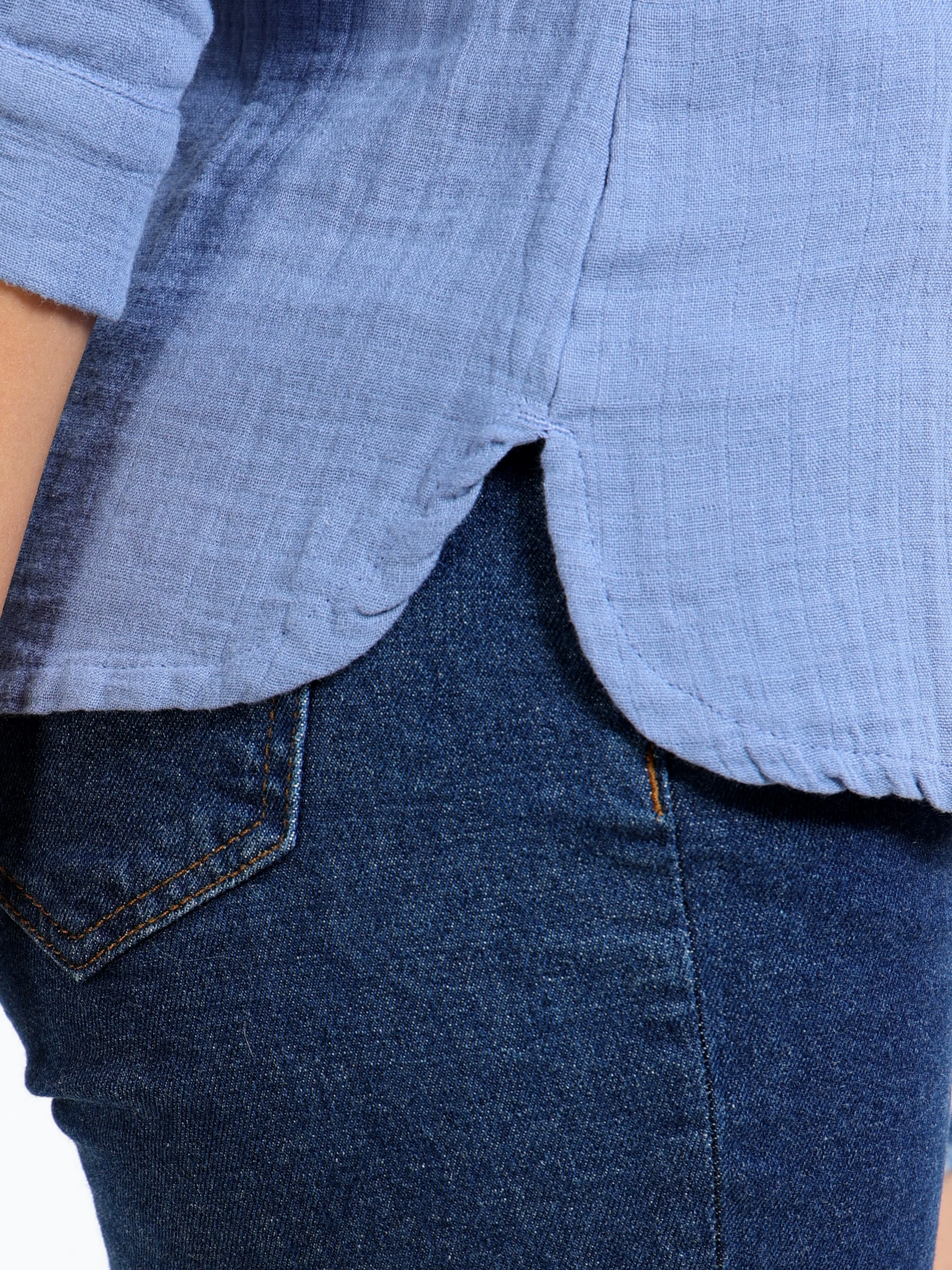 Women Blue Double Gauze Shirt - Image 5