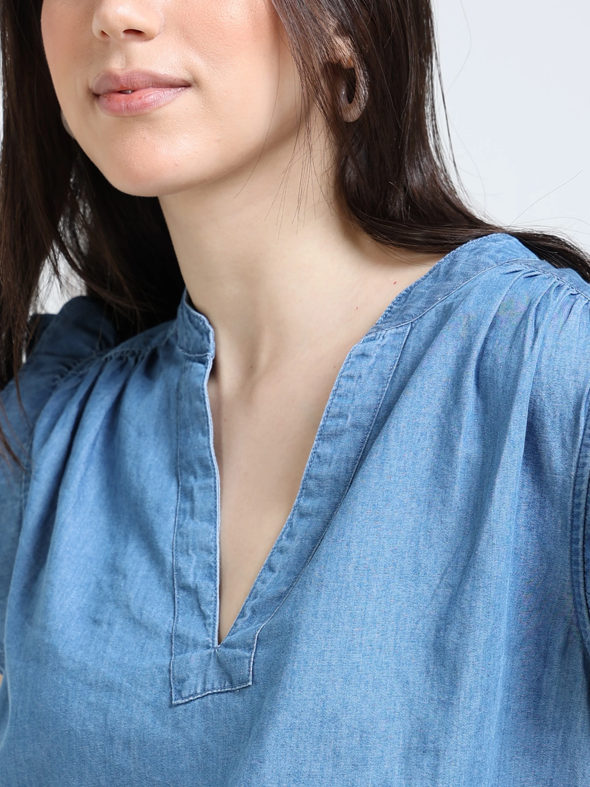 Women Blue Double Gauze Relaxed Top - Image 3