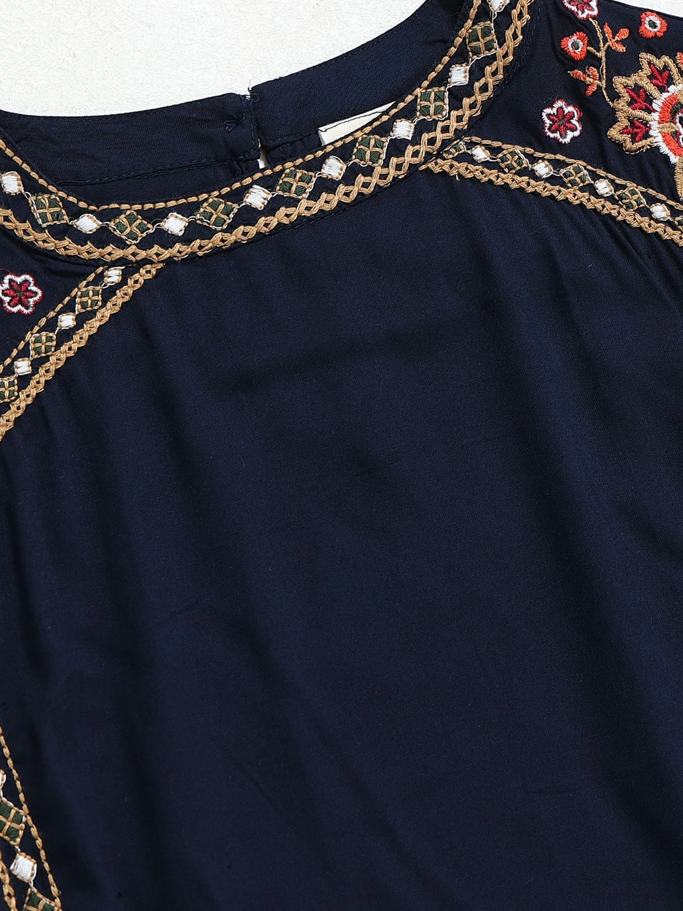 Women Blue Embroidered Casual Top - Image 7