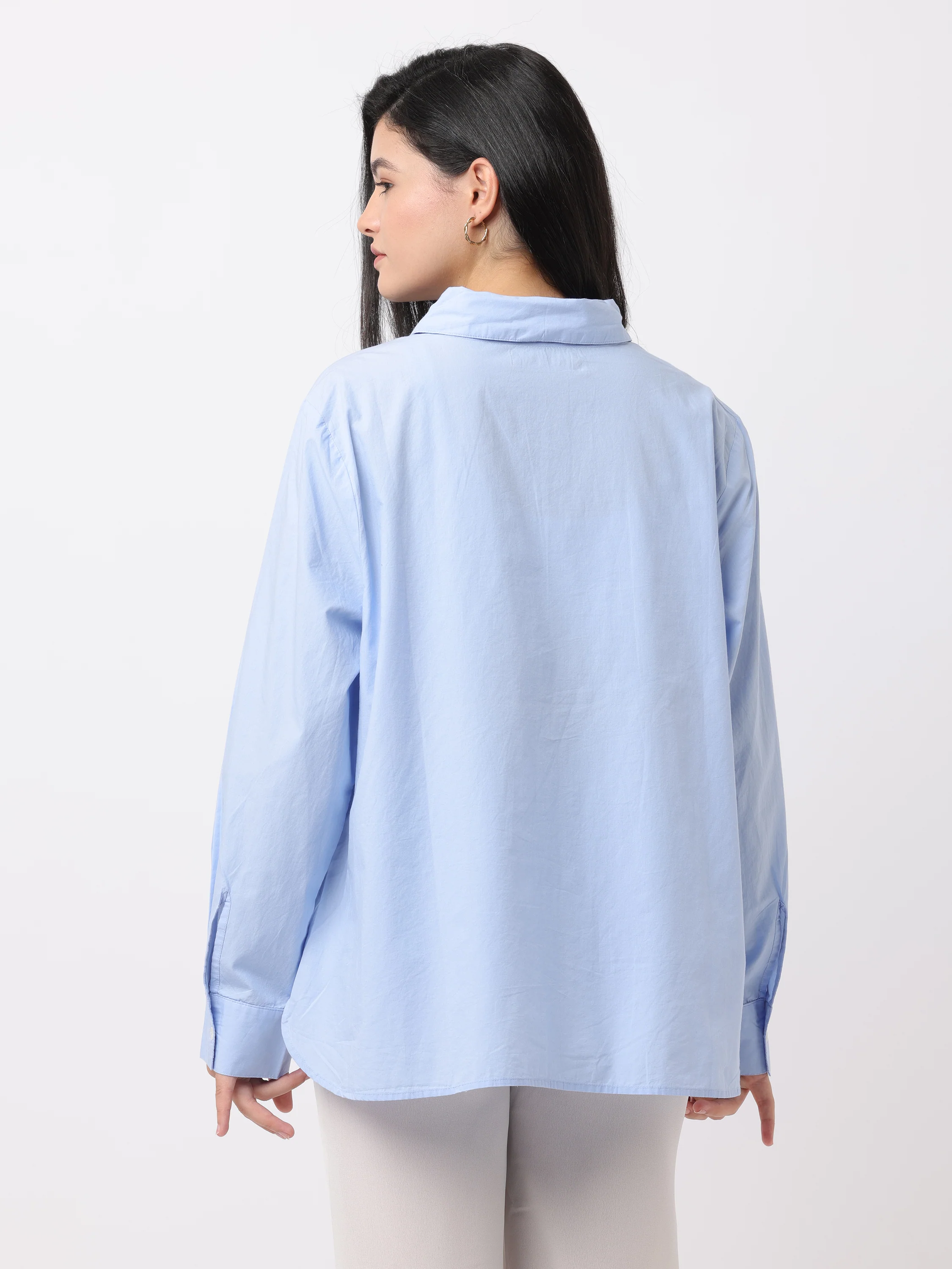 Women Blue Embroidered Comfort Fit Shirt - Image 4