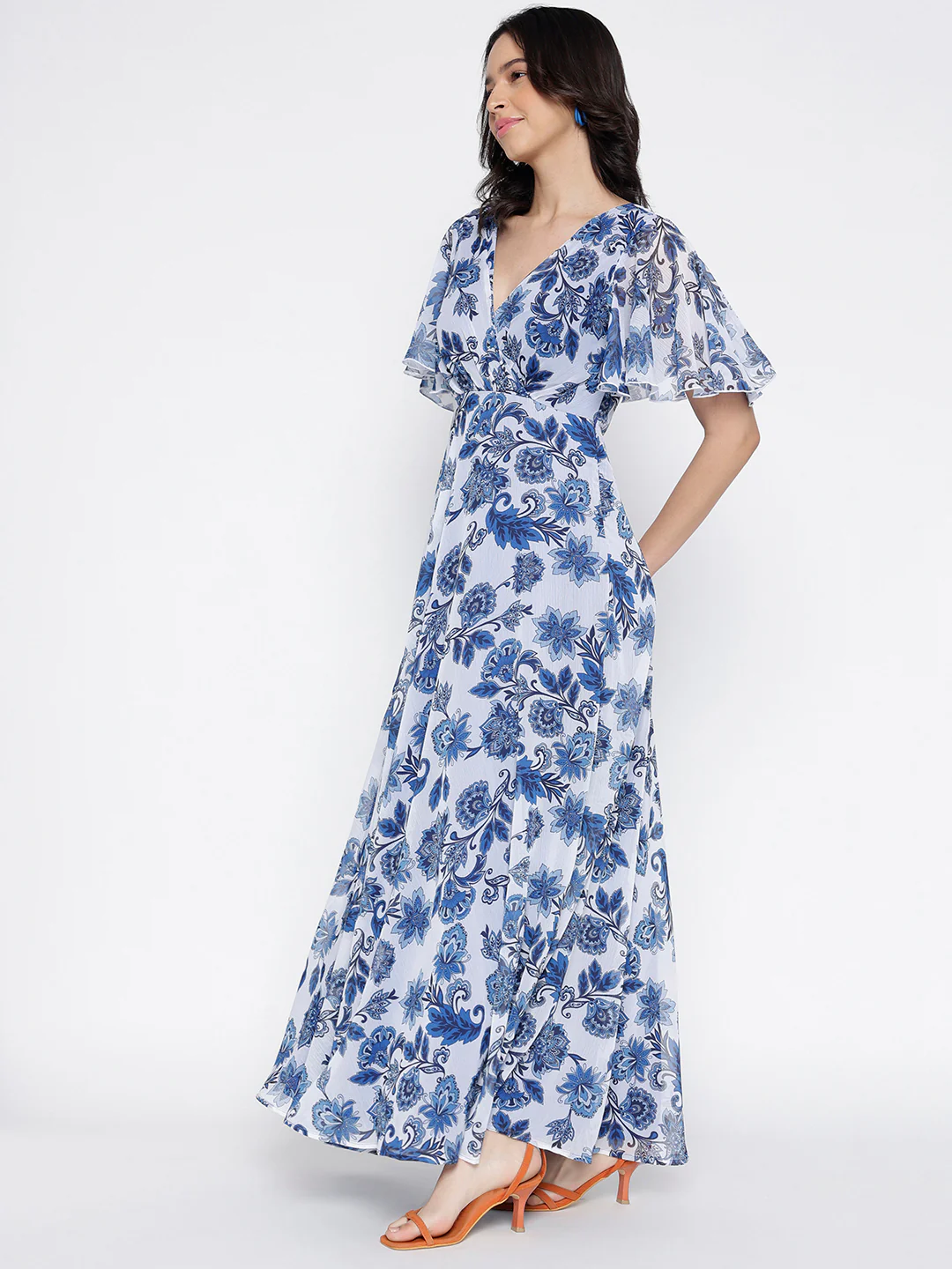 Women Blue Empire Maxi Dress - Image 4