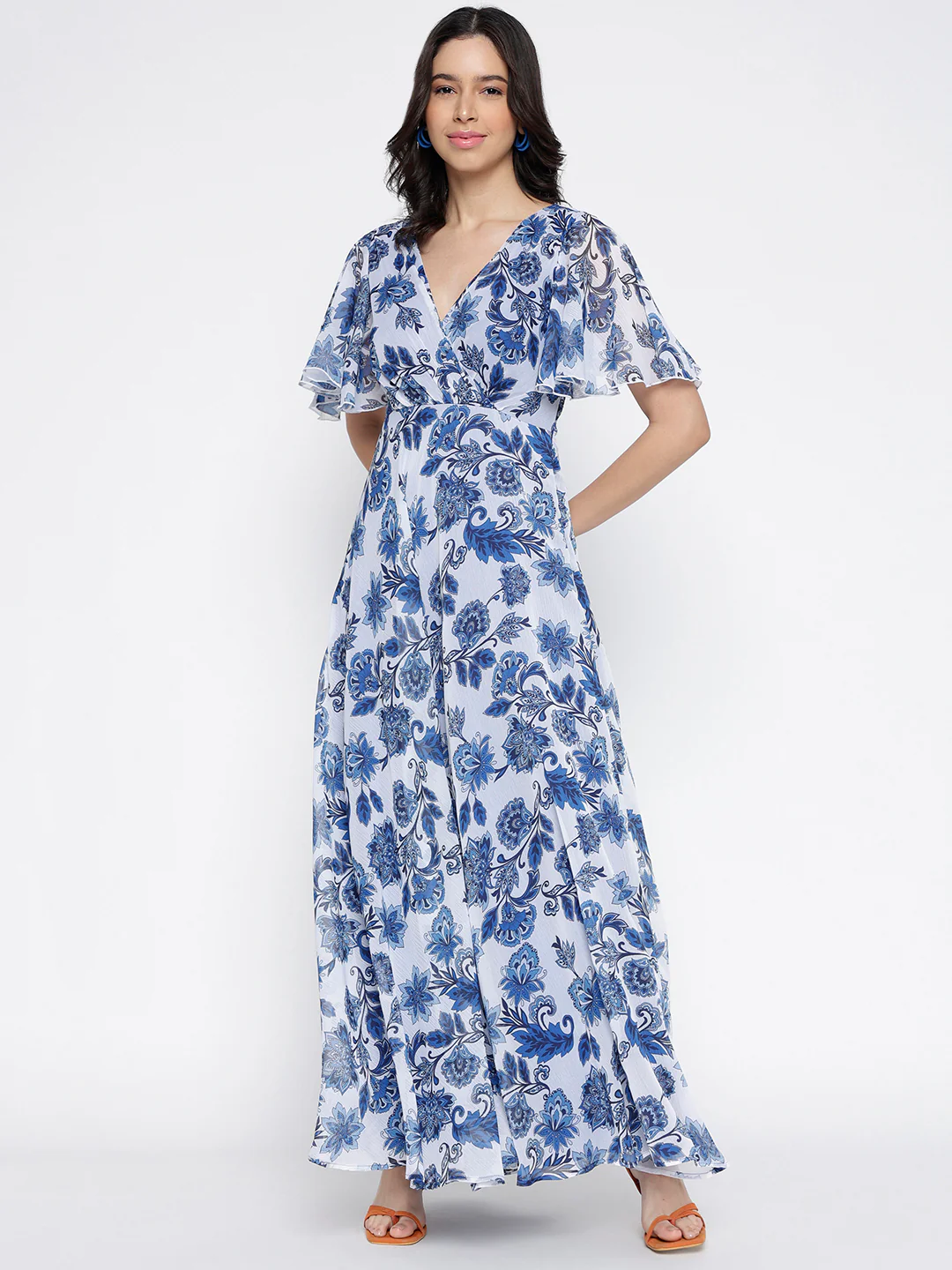Women Blue Empire Maxi Dress - Image 5