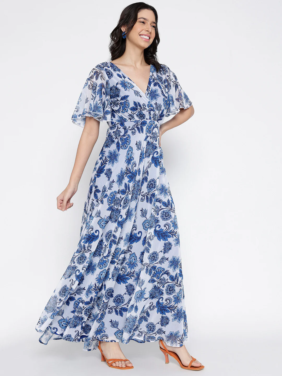 Women Blue Empire Maxi Dress - Image 6