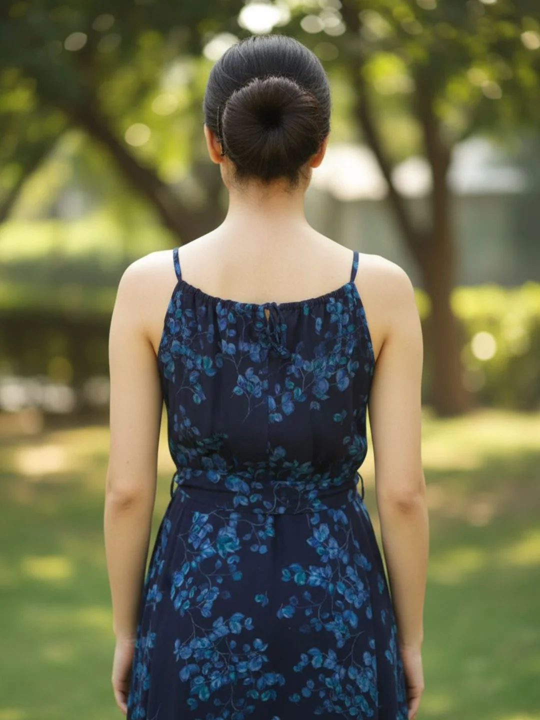 Women Floral Chiffon Tie-Up Midi Dress - Image 3