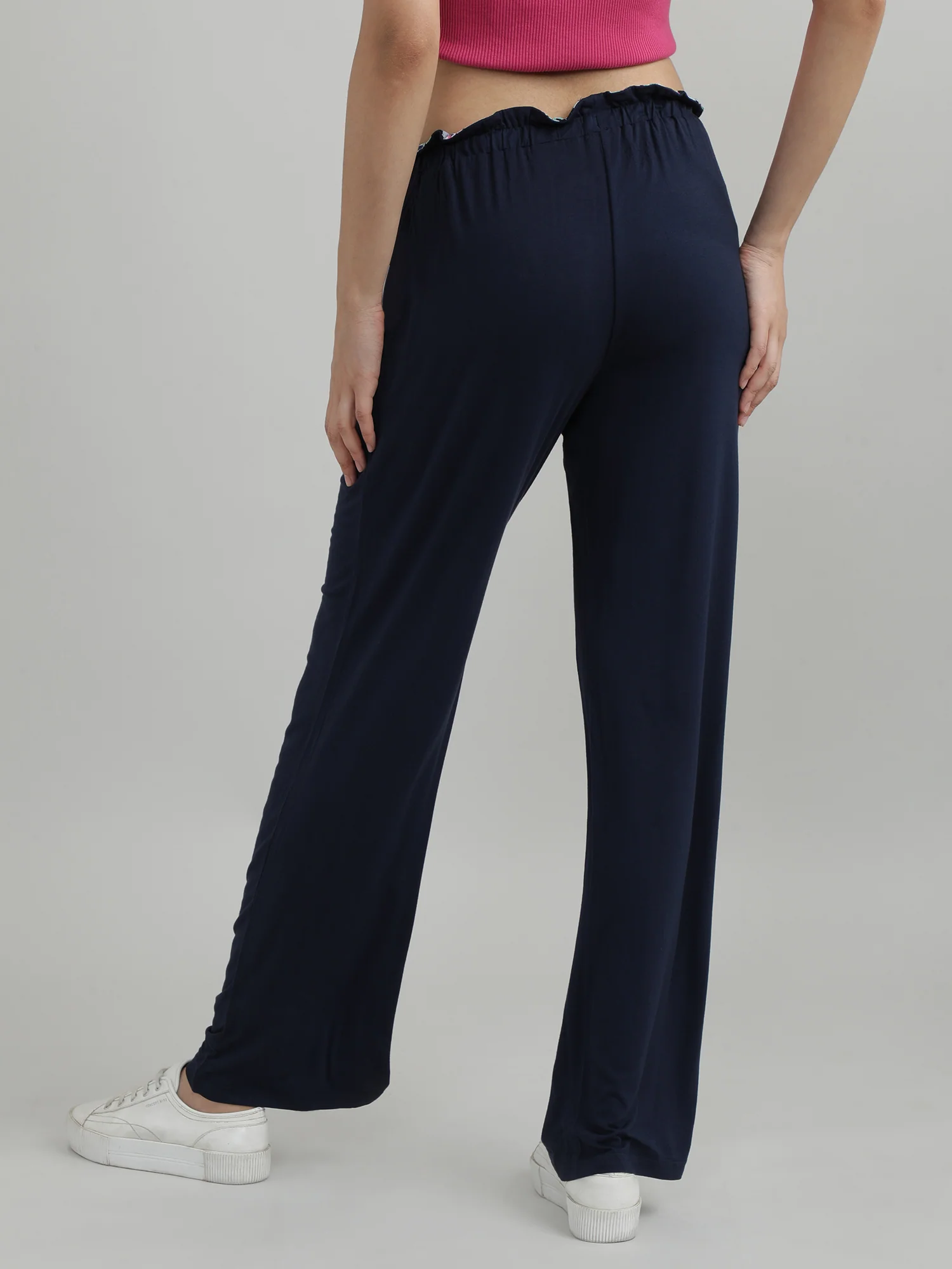 Women Blue Floral Drawstring Lounge Pants - Image 5
