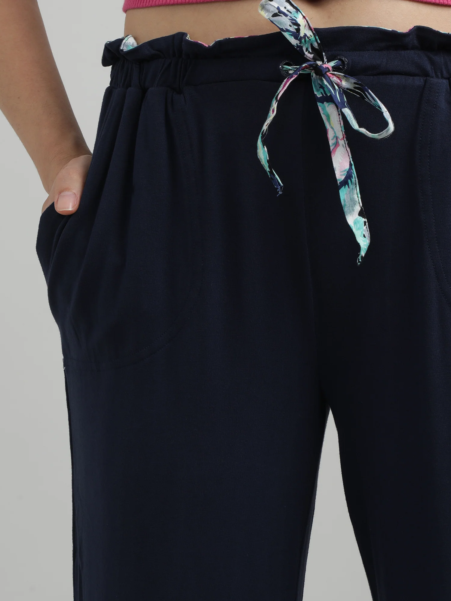 Women Blue Floral Drawstring Lounge Pants - Image 6