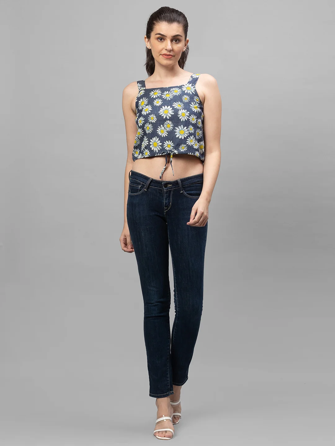 Women Blue Floral Printed Top - Image 2