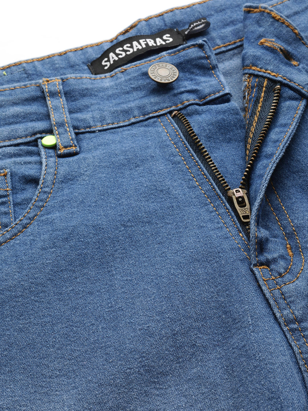 Women Blue Front Zipper Stretch Straight Jeans - Image 5