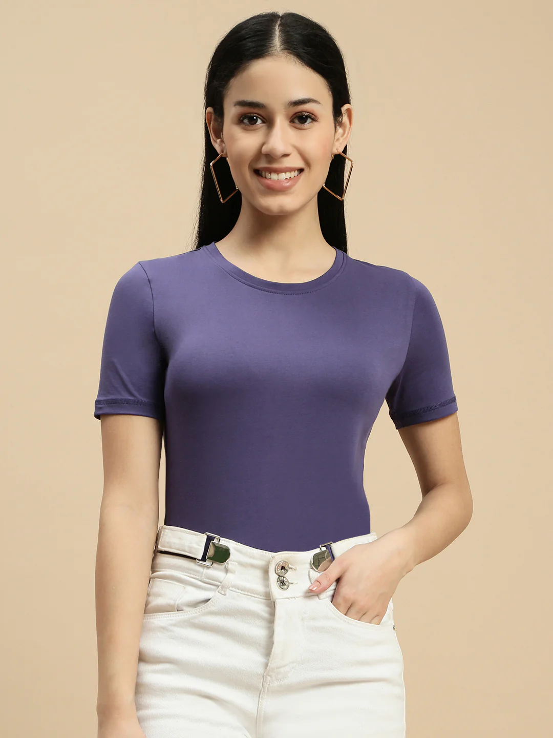 Women Blue Half Sleeve Top - Image 2