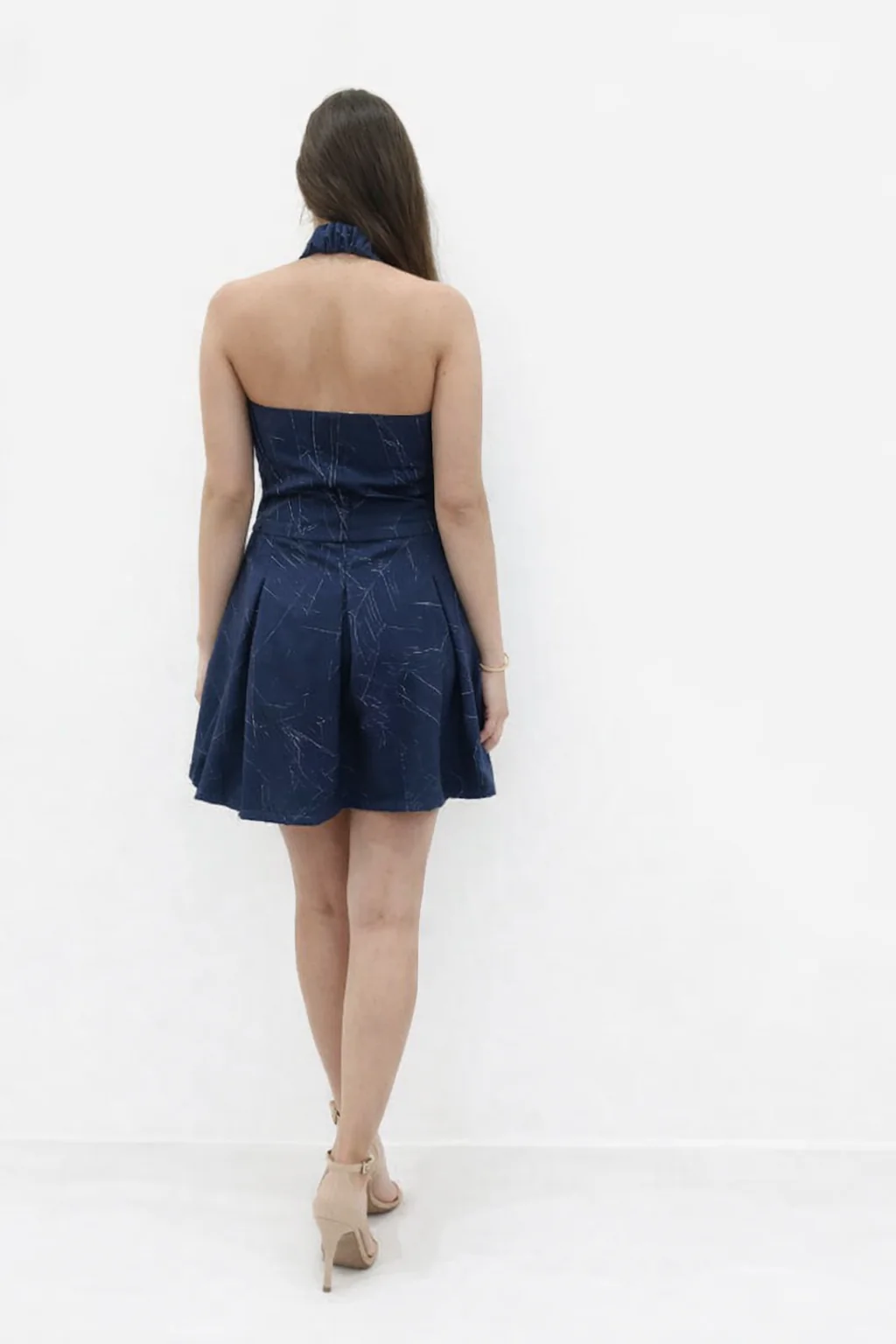 Women Blue Halter Neck Dress - Image 2