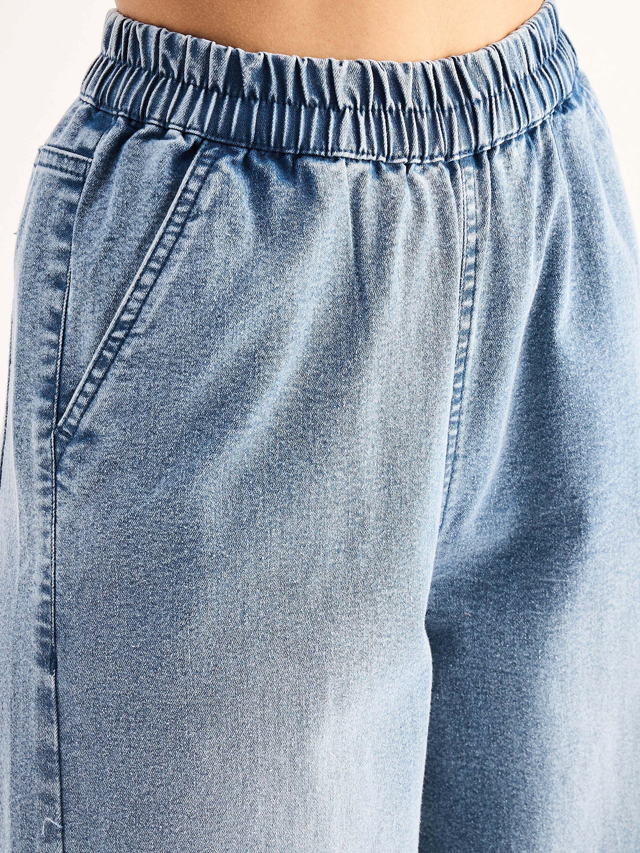 Women Blue High Waist Elasticated Jeans - Image 4