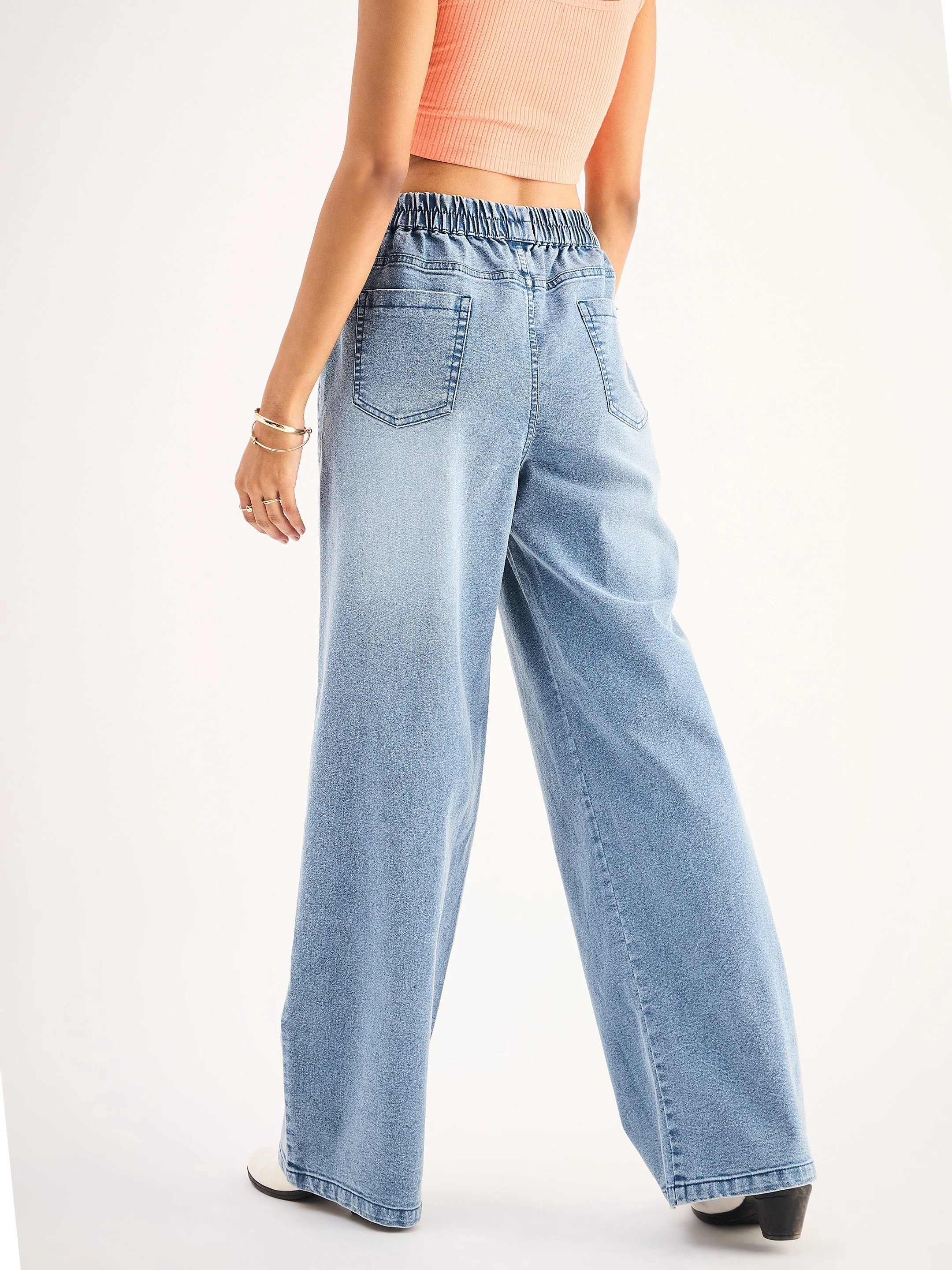 Women Blue High Waist Elasticated Jeans - Image 5