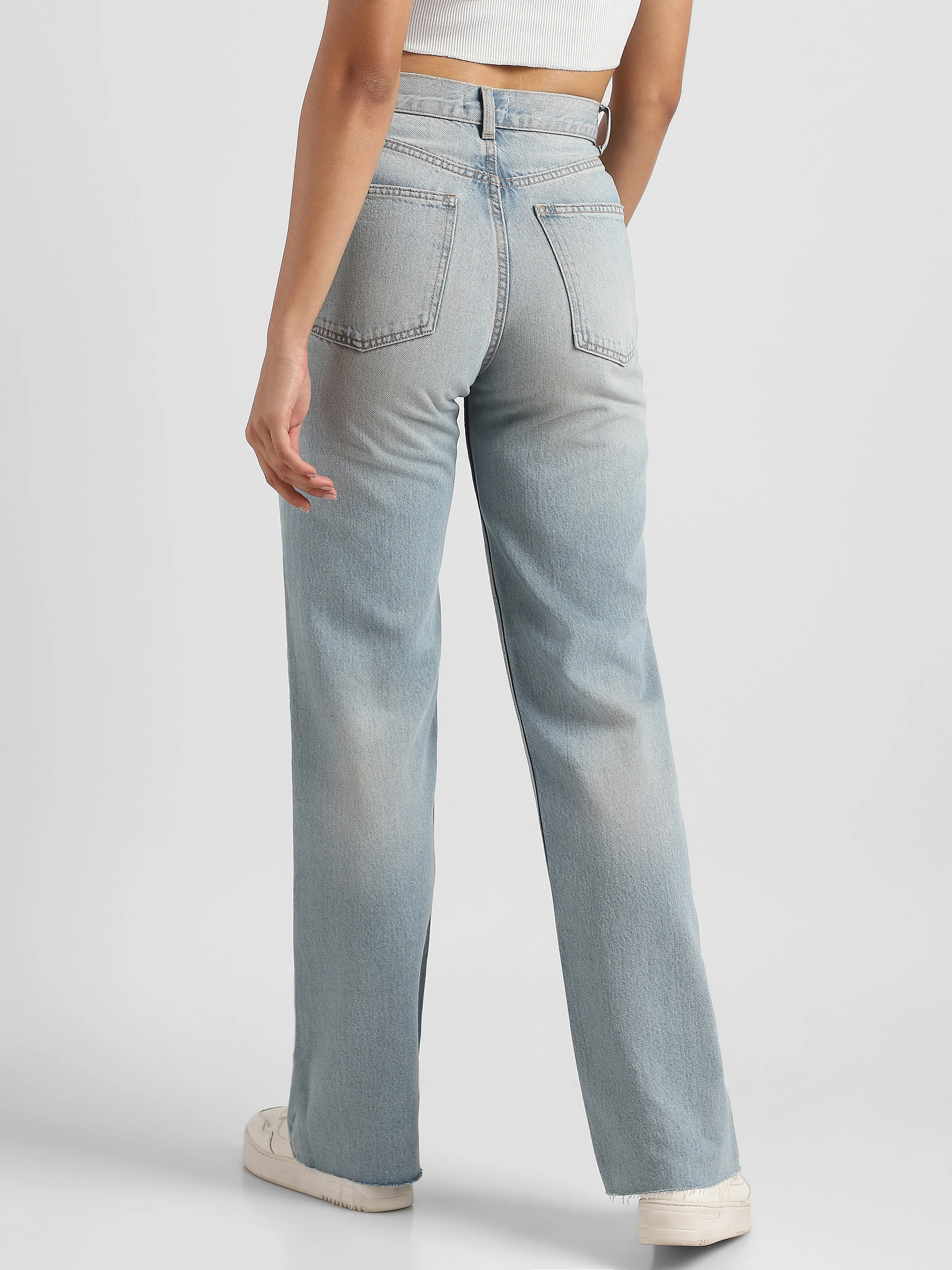 Women Blue High Waist Straight Fit Jeans - Image 3