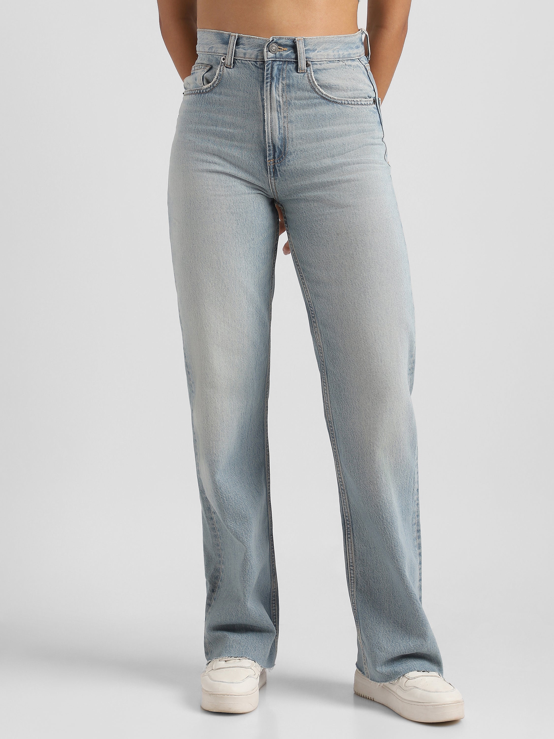 Women Blue High Waist Straight Fit Jeans - Image 4