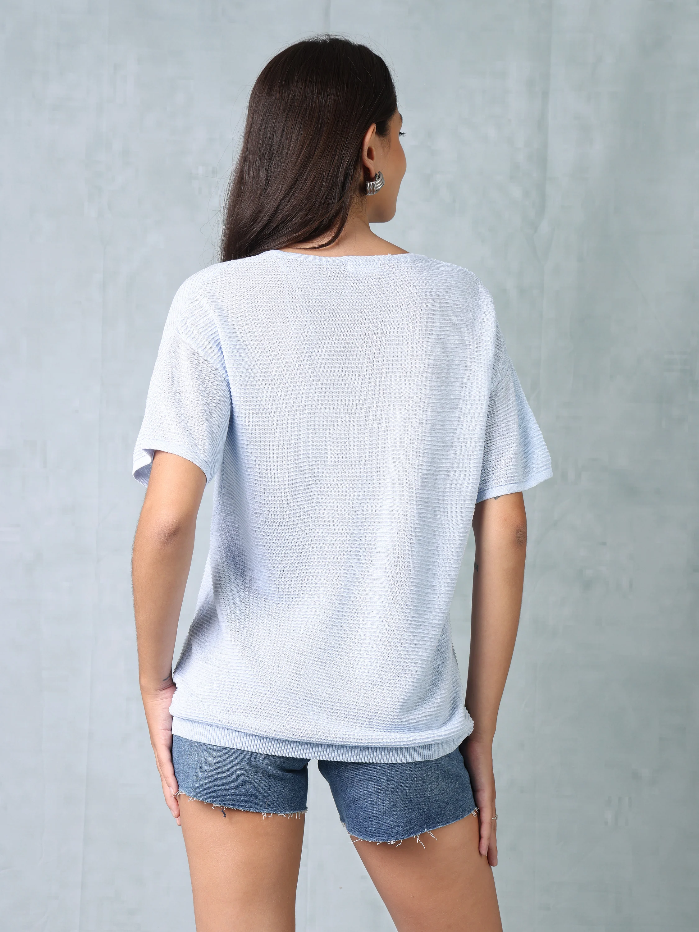 Women Blue Knitted Top - Image 3