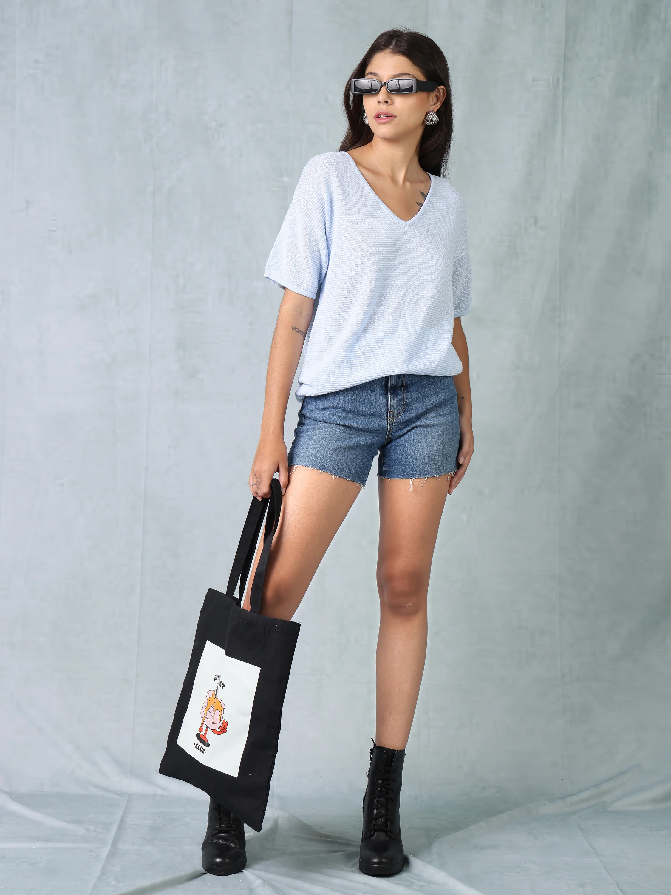 Women Blue Knitted Top - Image 6