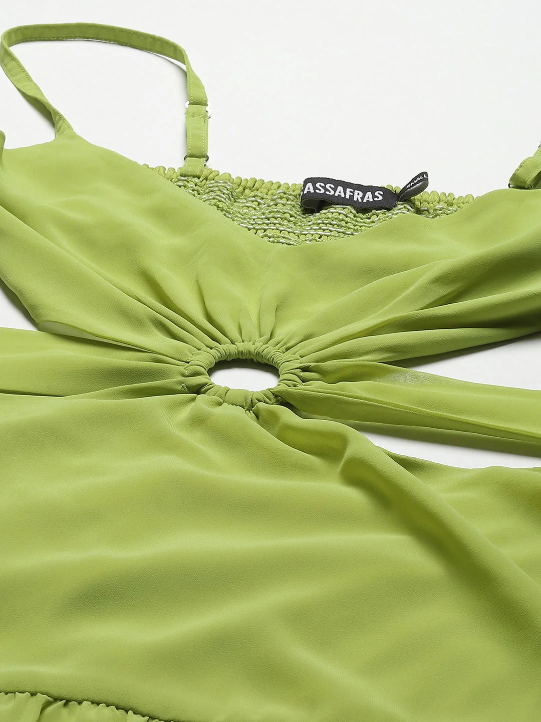 Women Blue & Lime Green Side Cut-Out Short Dress - Image 5