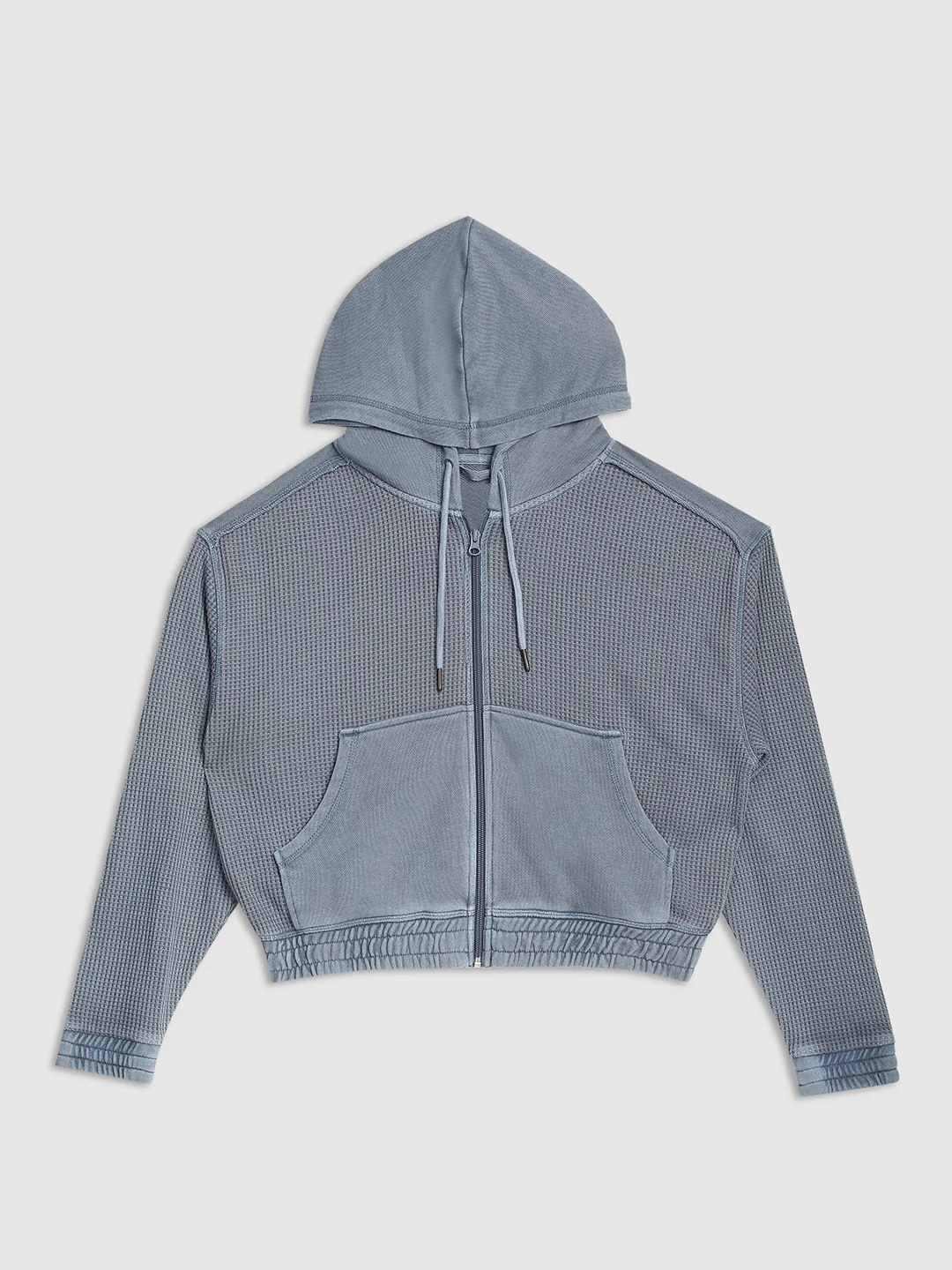 Women Blue Waffle textured Jacket - Image 7