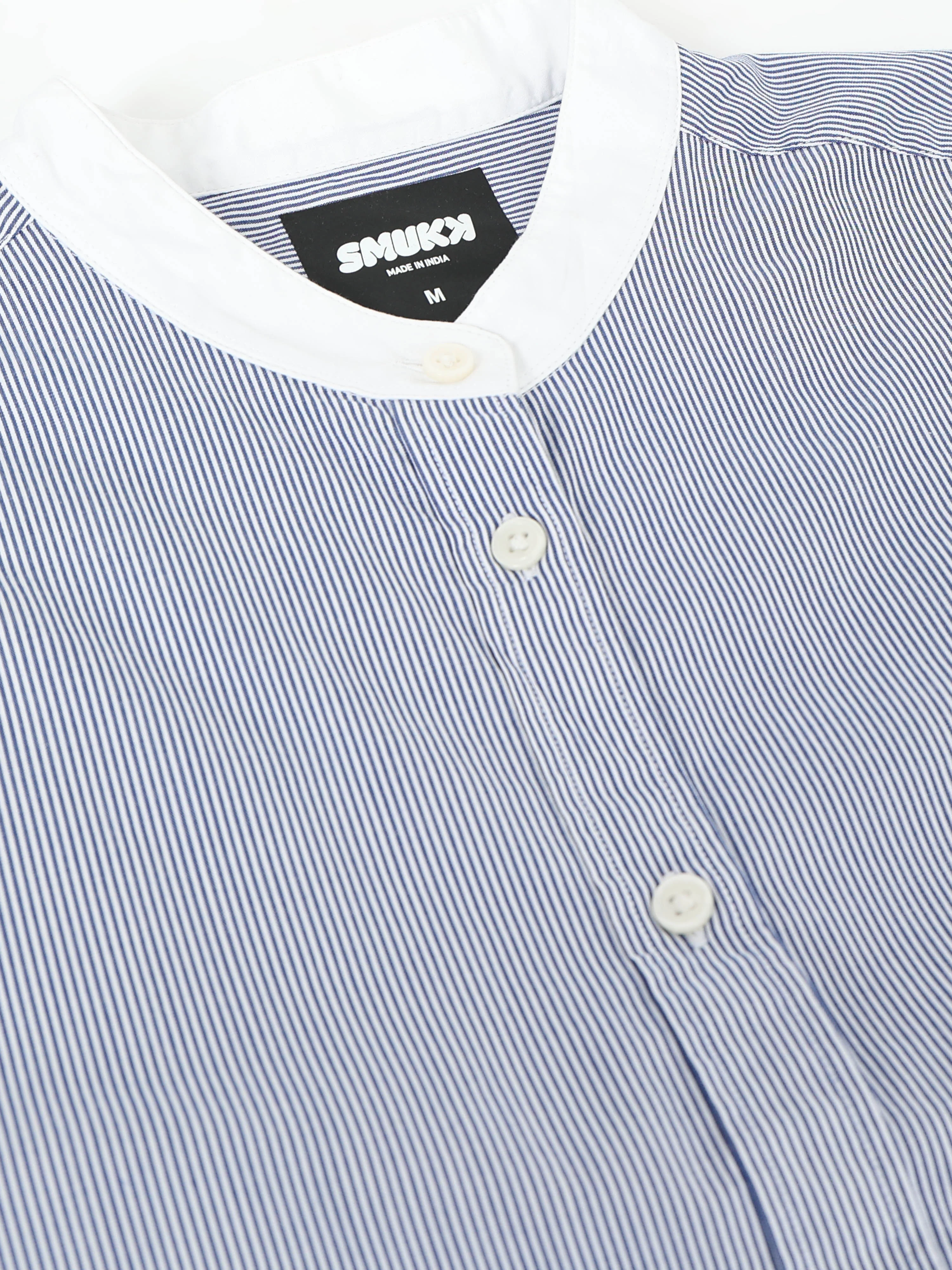 Women Blue Mandarin collar Shirt - Image 7