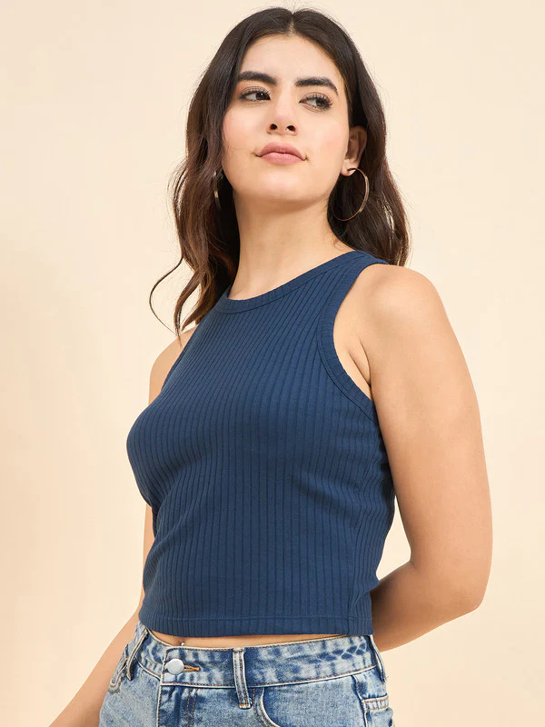 Women Blue Odor-Free Sleeveless Tank - Image 3