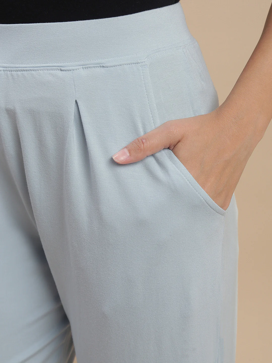 Women Blue Pencil Fit Pants - Image 2