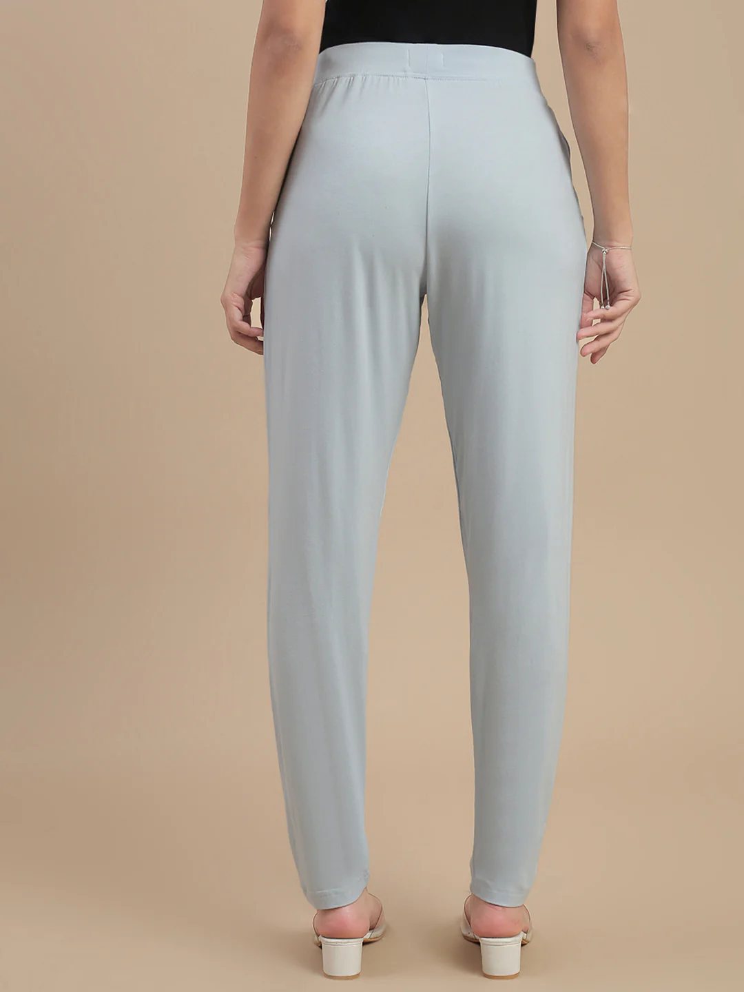 Women Blue Pencil Fit Pants - Image 3