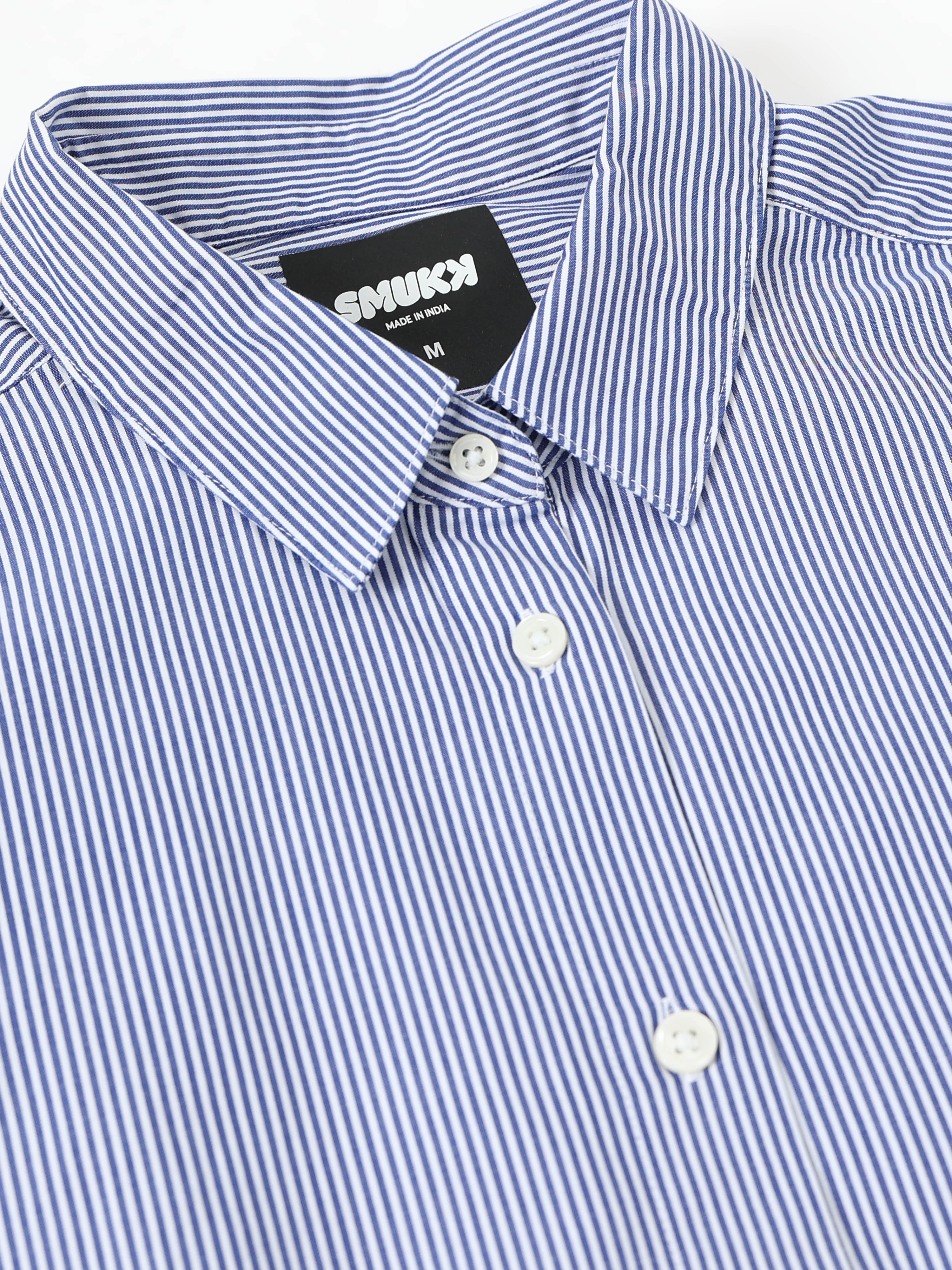 Women Blue Pinstripe Shirt - Image 6