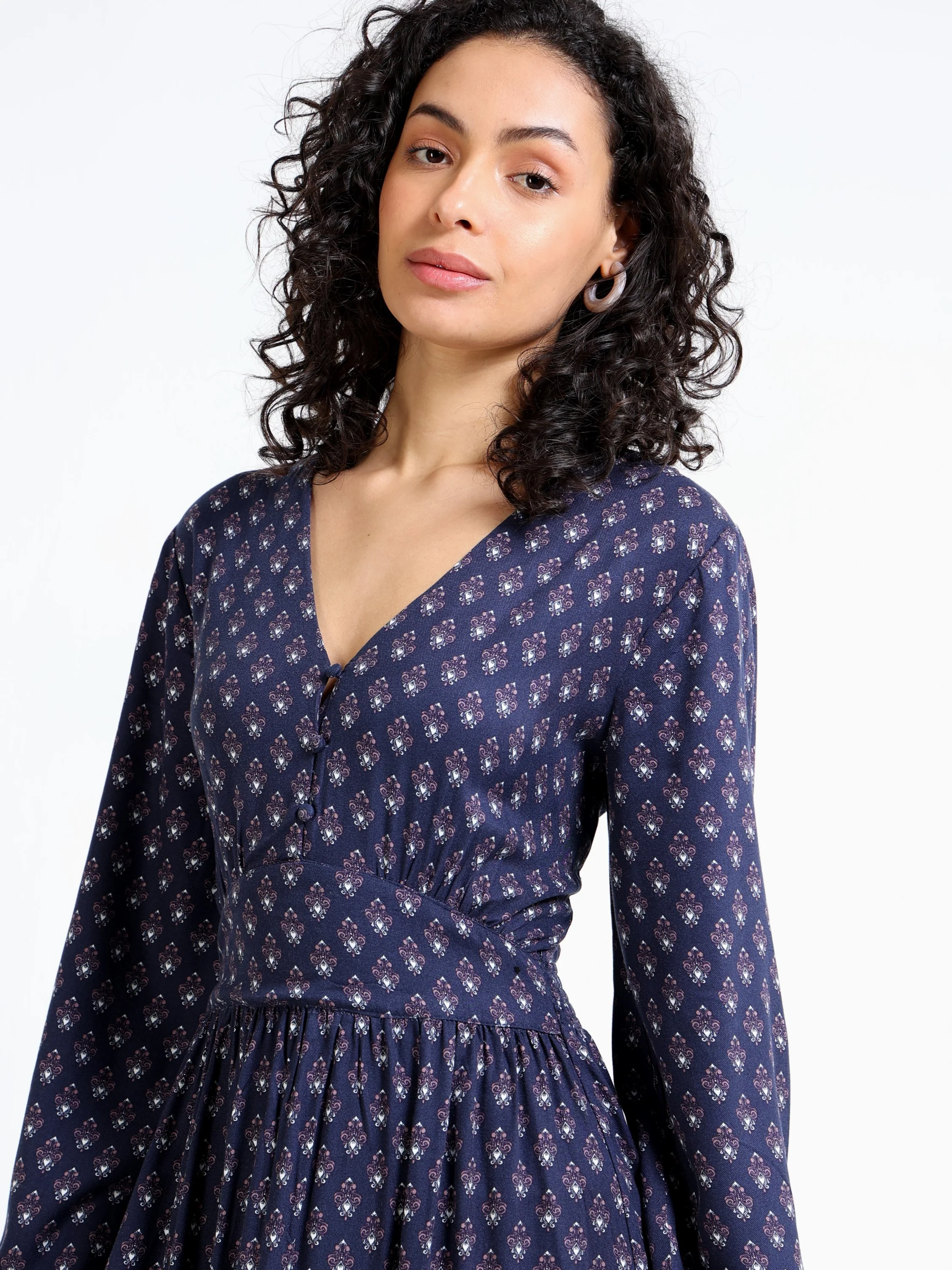Women Blue Printed Maxi Dress - Image 6