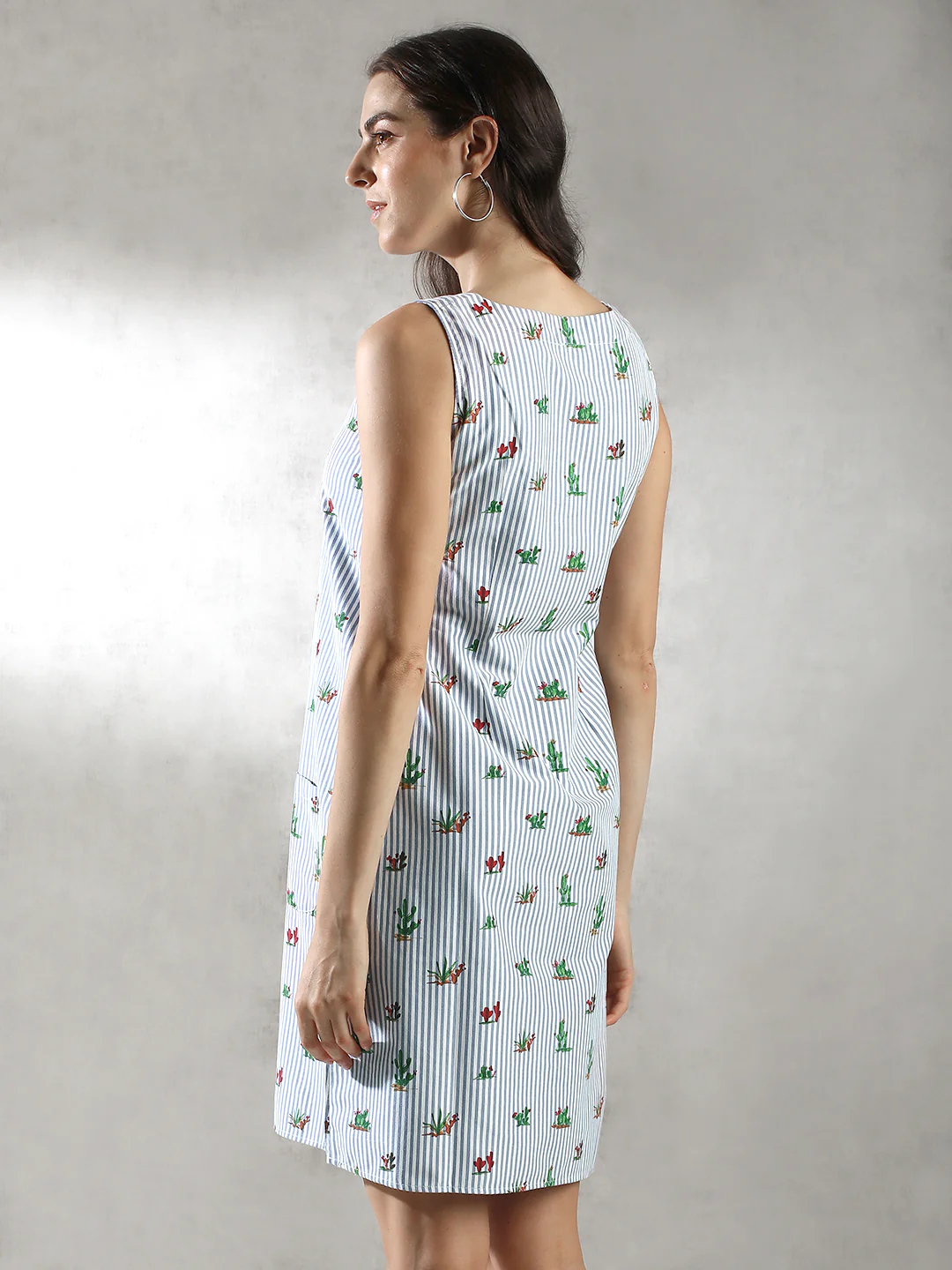 Women Blue Printed Casual Dress - Image 3