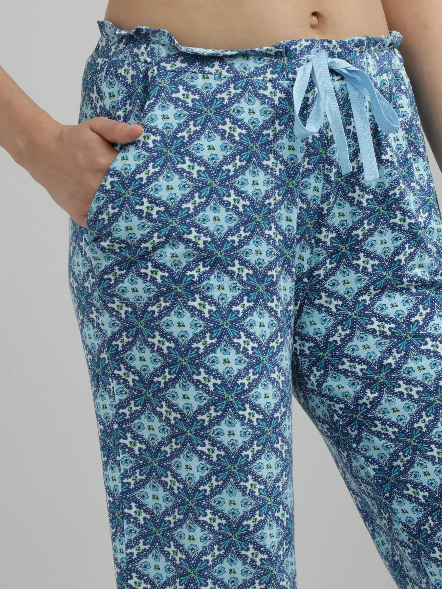 Women Blue Printed Lounge Pants - Image 6
