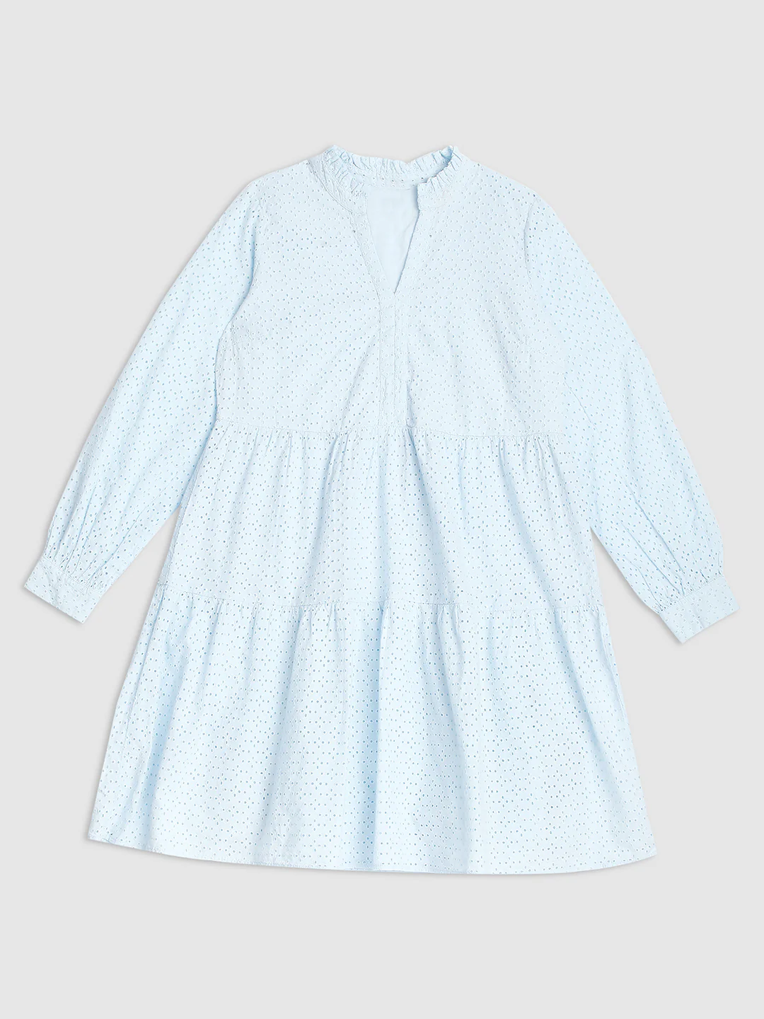 Women Blue schiffli Dress - Image 7
