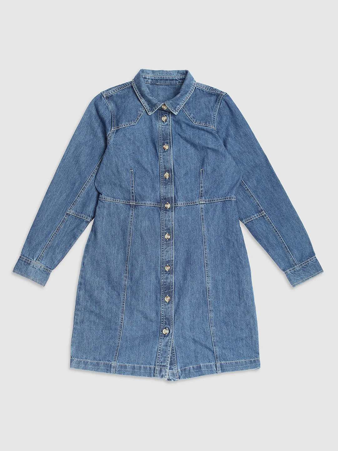 Women Full Sleeve Denim Shirt Dress - Image 8