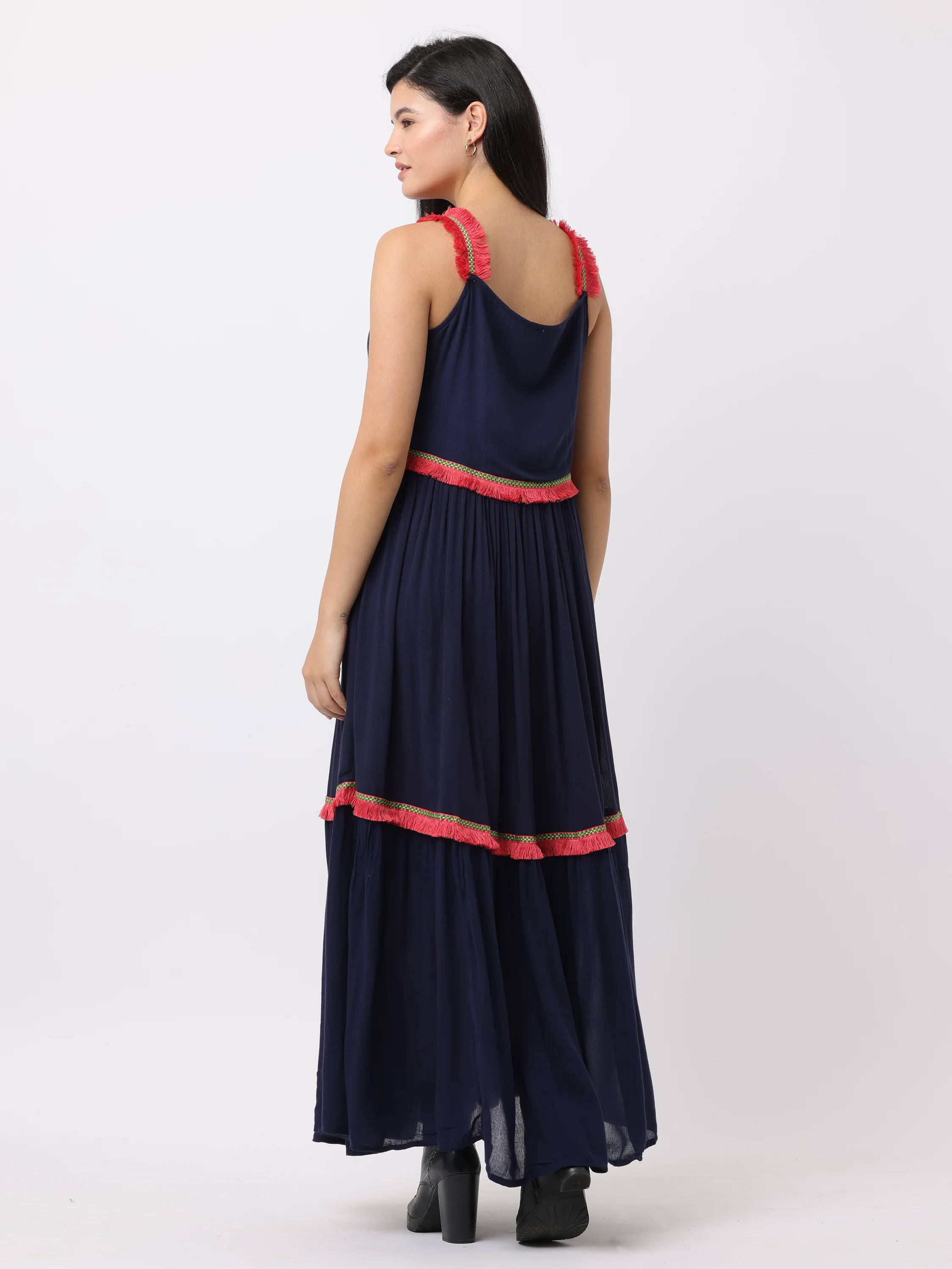 Women Blue Regular Fit Rayon Dress - Image 5