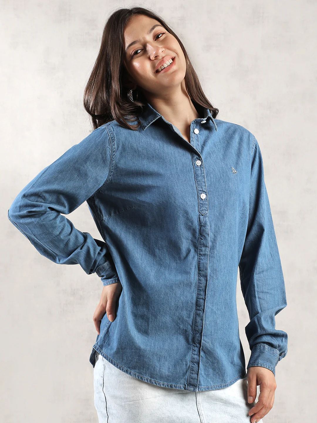 Women Blue Regular Fit Shirt - Image 2