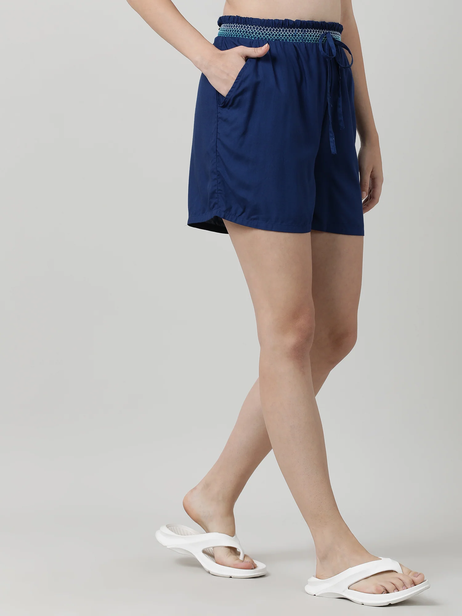 Women Blue Regular Fit Shorts - Image 4