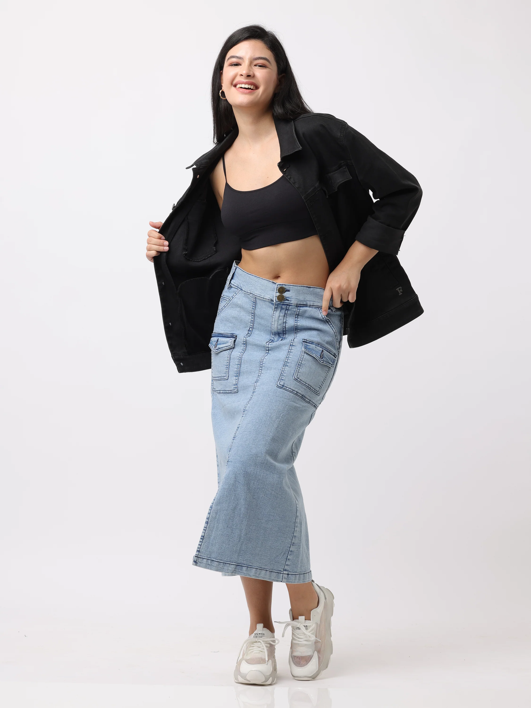 Women Blue Regular Fit Denim Skirt - Image 4