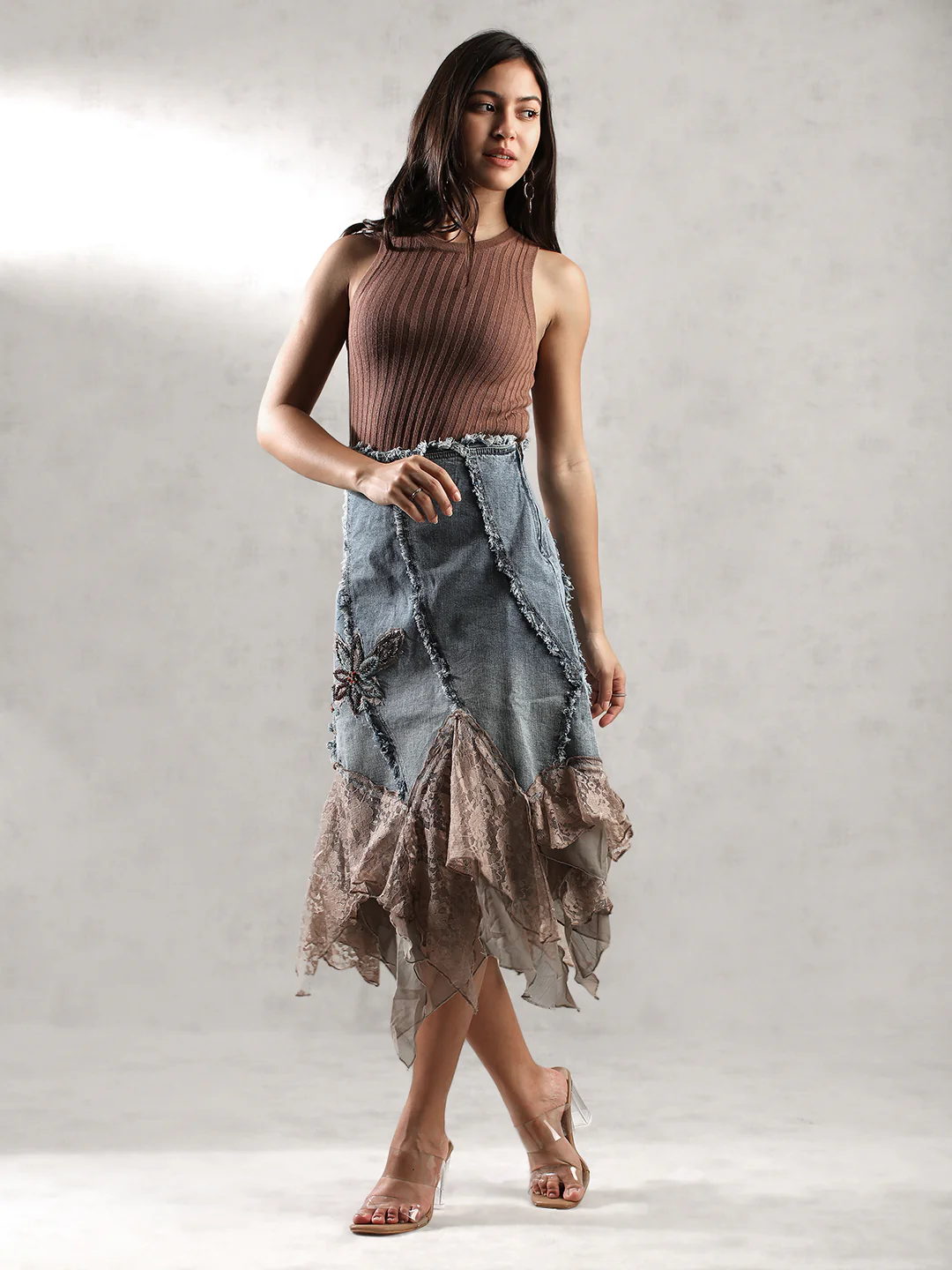 Women Chic Uptown Denim Skirt - Image 2