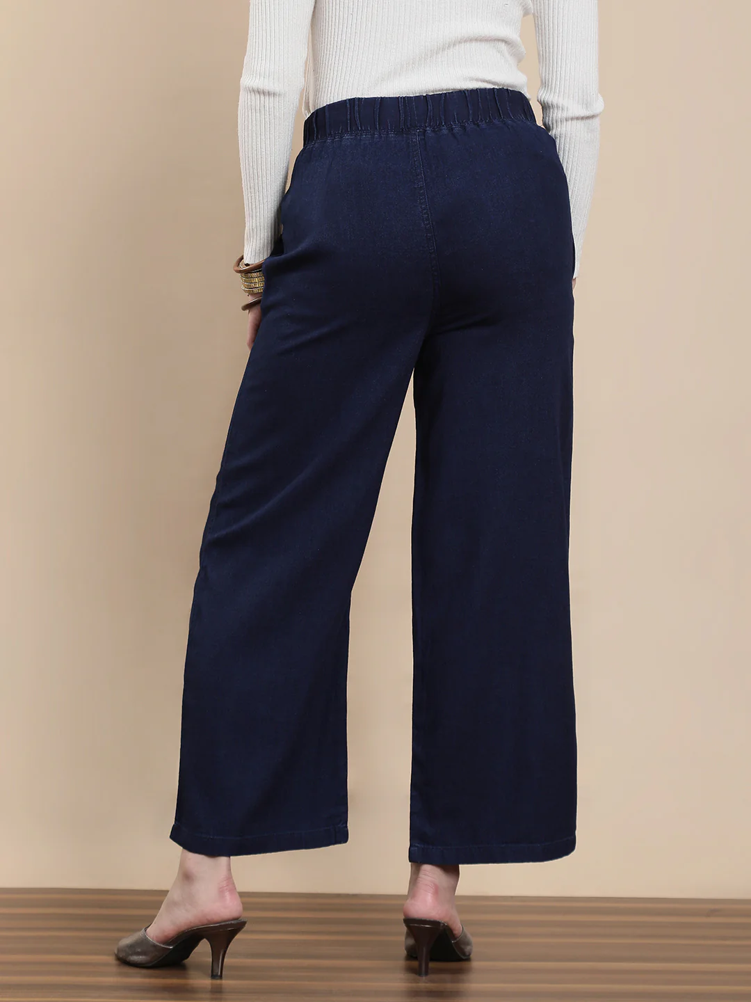 Women Blue Rinse Casual Palazzo - Image 2