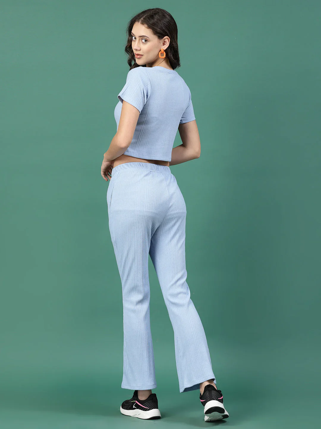 Women Blue Slim Fit co-ords - Image 2