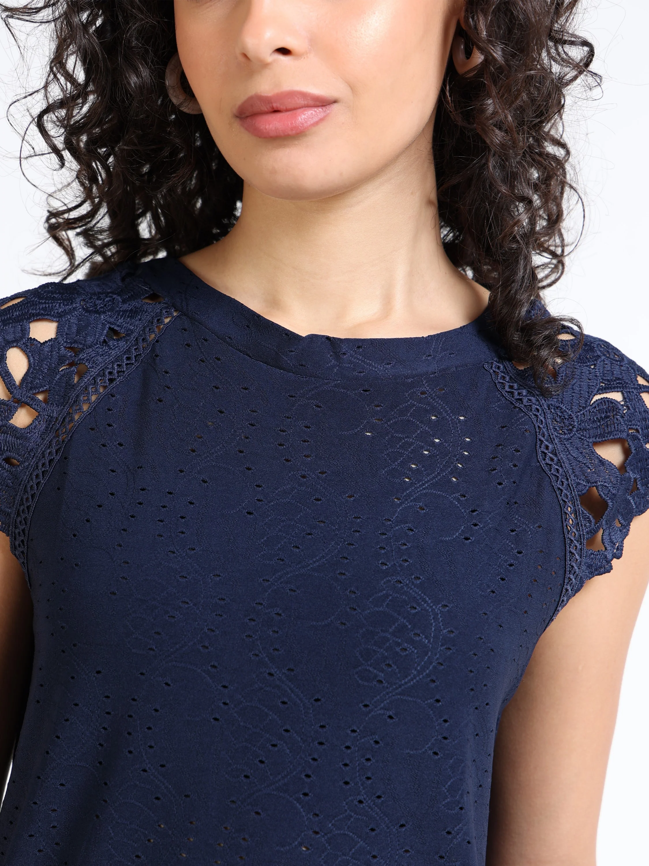 Women Navy Stylish Sleeve Top - Image 3