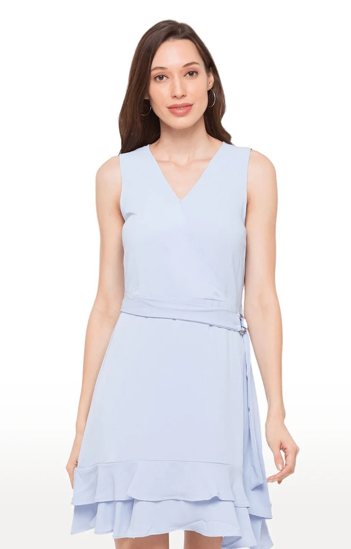 Women Blue Solid Dress